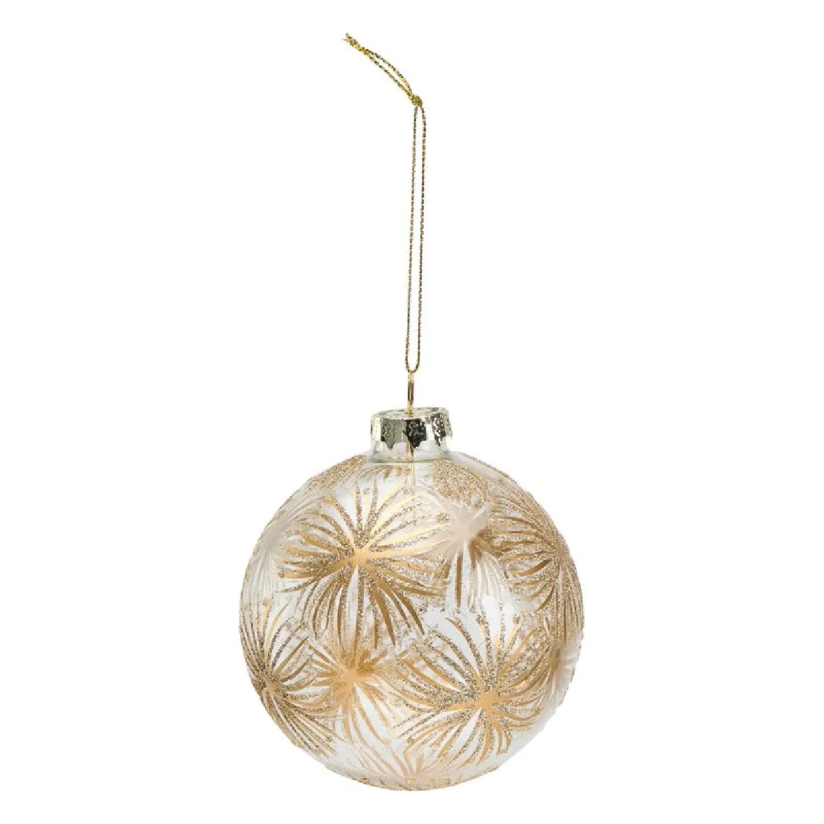 Boule De Noël Verre 90 Mm Motif Fleurs - Feeric Lights & Christmas