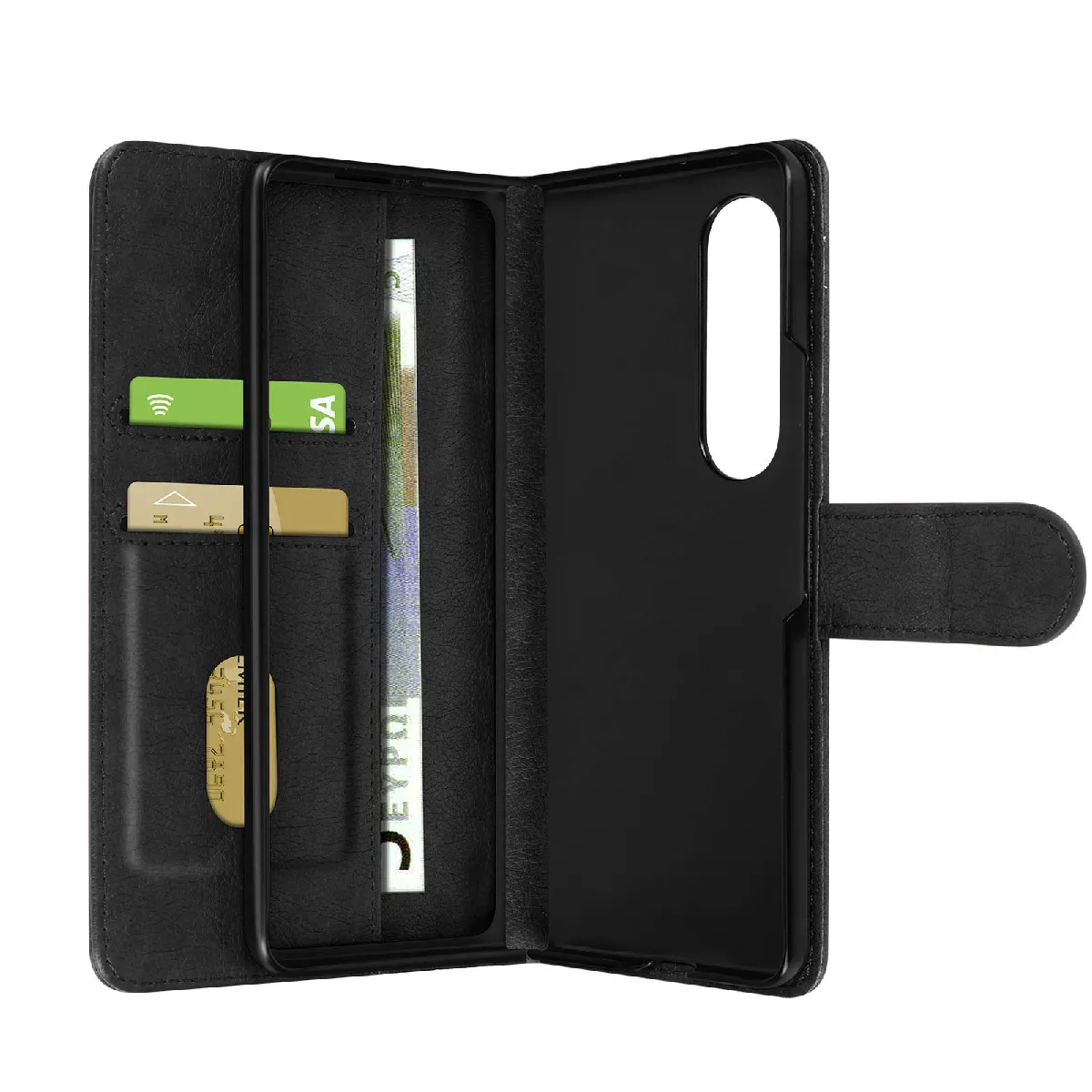 Coque Pour Samsung Galaxy Z Fold 4 Clapet Portefeuille Languette Magnétique Noir
