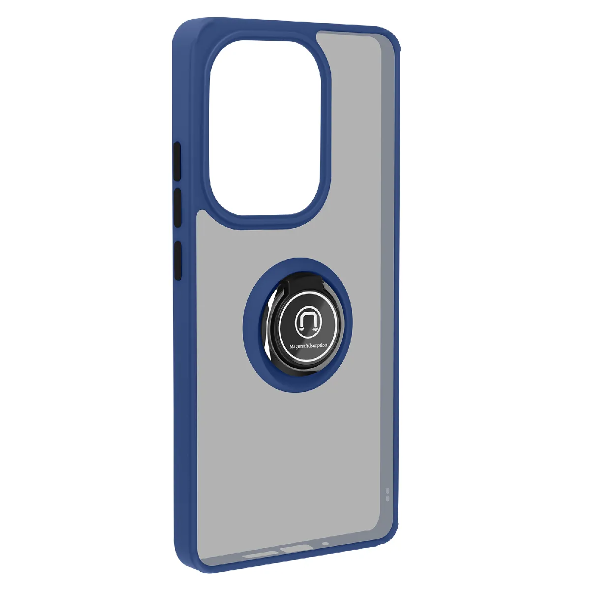 Coque Pour Xiaomi Redmi Note 13 Pro 4g Bague Métallique Support Vidéo Bleu Nuit