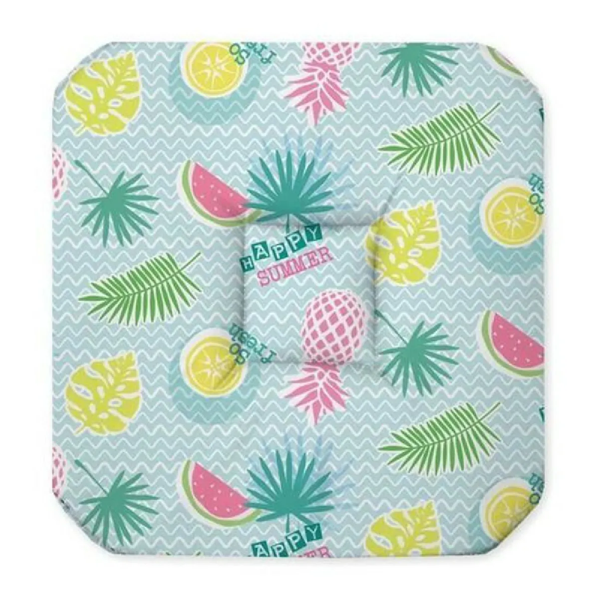 Galette De Chaise "happy Summer" 36x36cm Multicolore