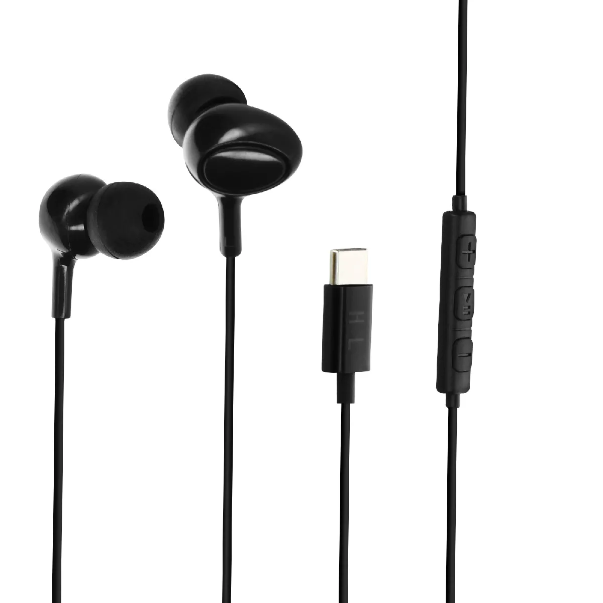 Écouteurs Filaires Usb-c Son Stéréo De Qualité Télécommande Microphone Noir