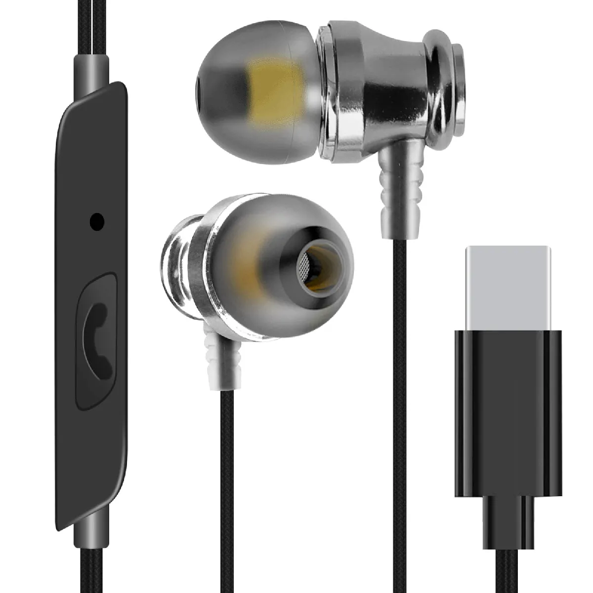 Écouteurs Filaires Usb-c Intra-auriculaires Avec Micro Intégrés 1.2m Noir / Argent Linq