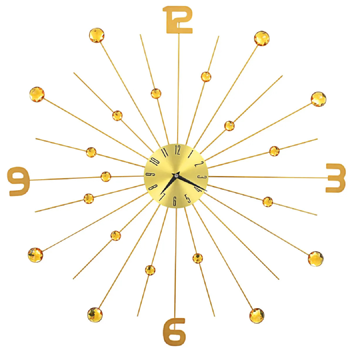 Horloge Murale Avec Des Détails En Cristal Brillant 70 Cm En Métal Doré Dec022217