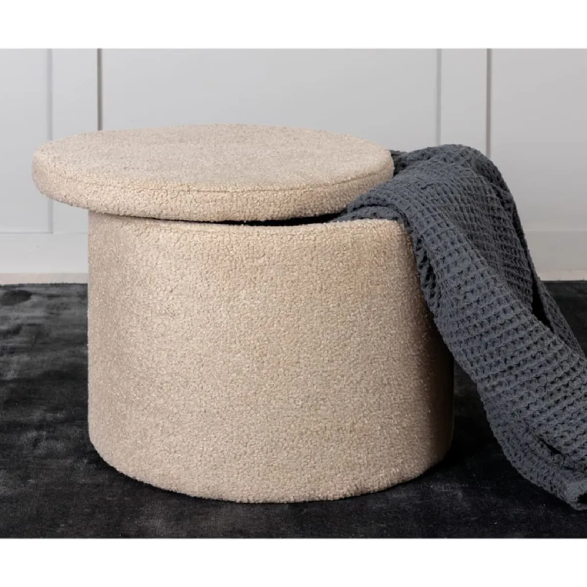 Pouf Dunken 51x51x43 Cm Teddy Beige Venture Home