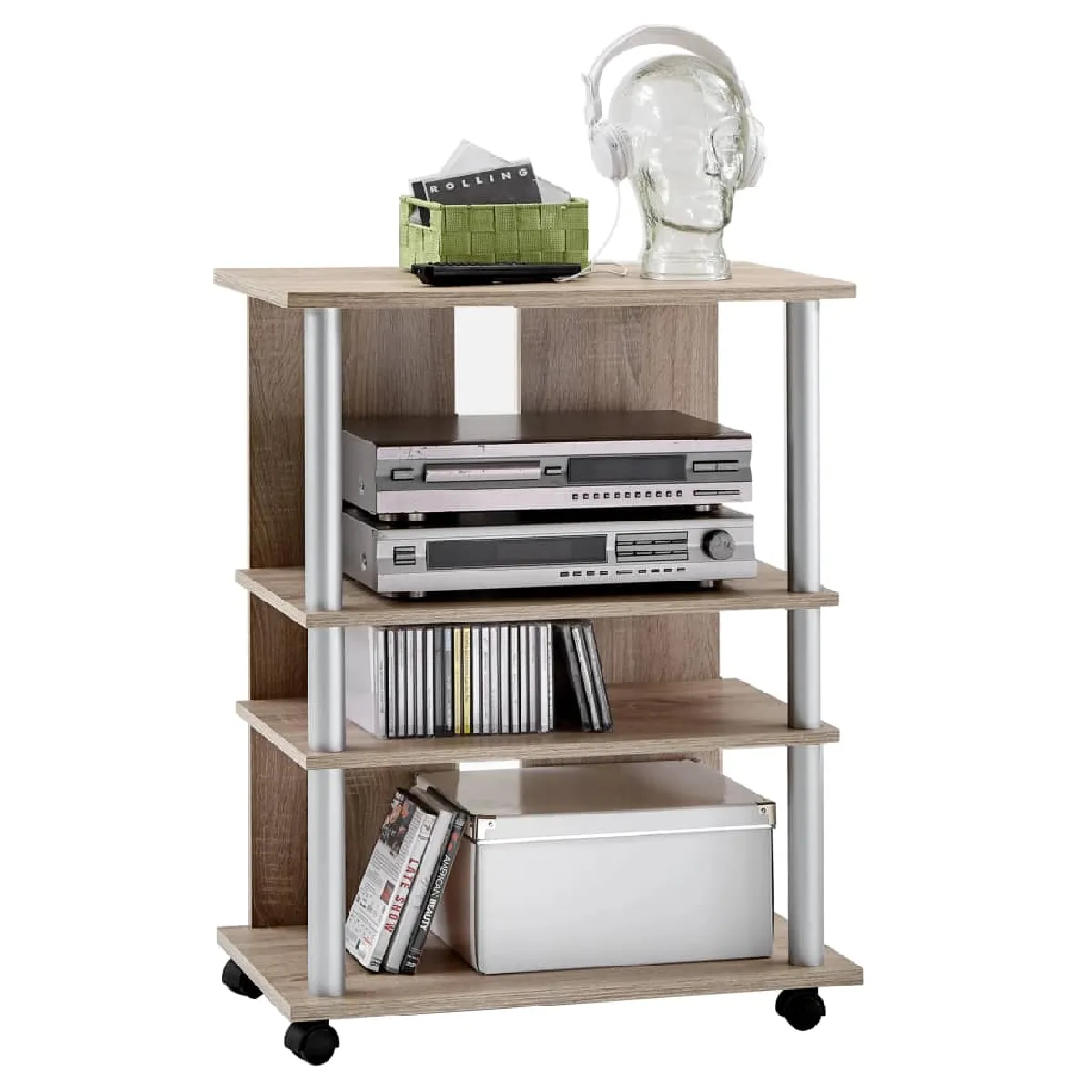 Meuble Tv/hi-fi Avec 3 Compartiments 65x40x79,2 Cm Chêne Fmd