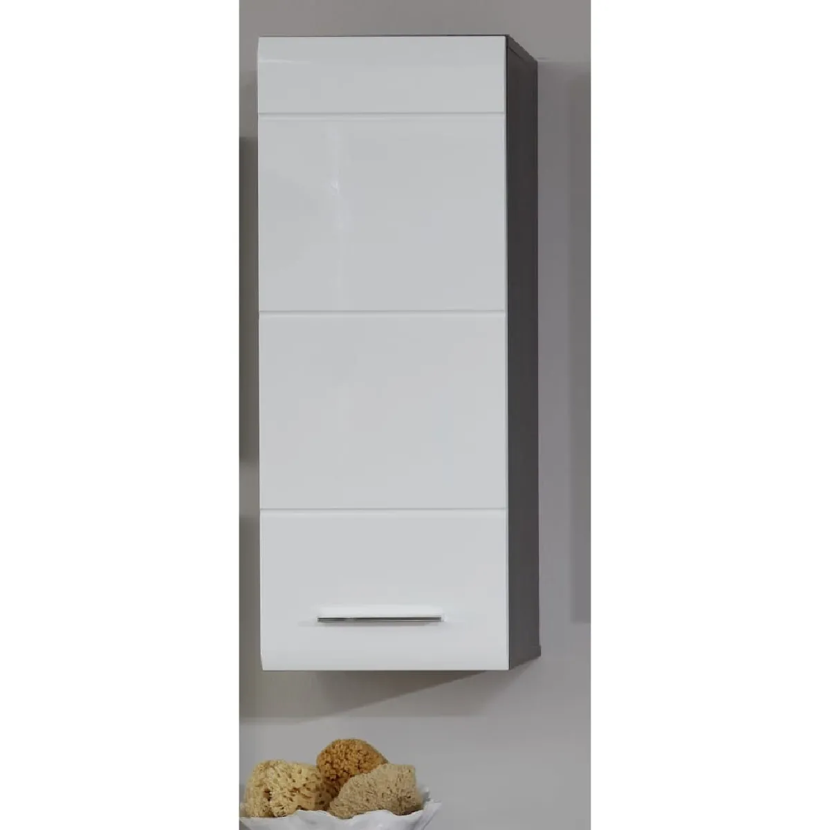 Armoire Murale De Rangement Line Blanc Et Argenté Fumé Trendteam