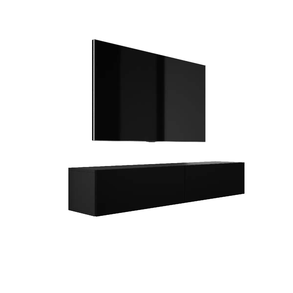 Meuble TV Suspendu, 170 X 34 X 32 Cm, Noir Mat
