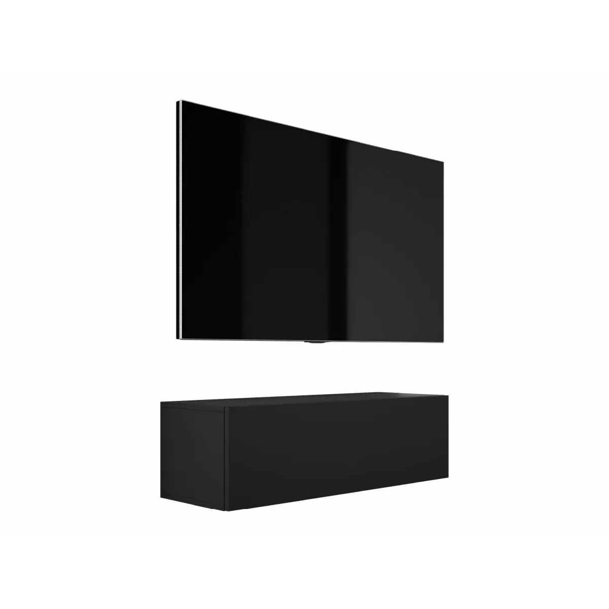 Meuble TV Suspendu, 100 X 34 X 32 Cm, Noir Mat