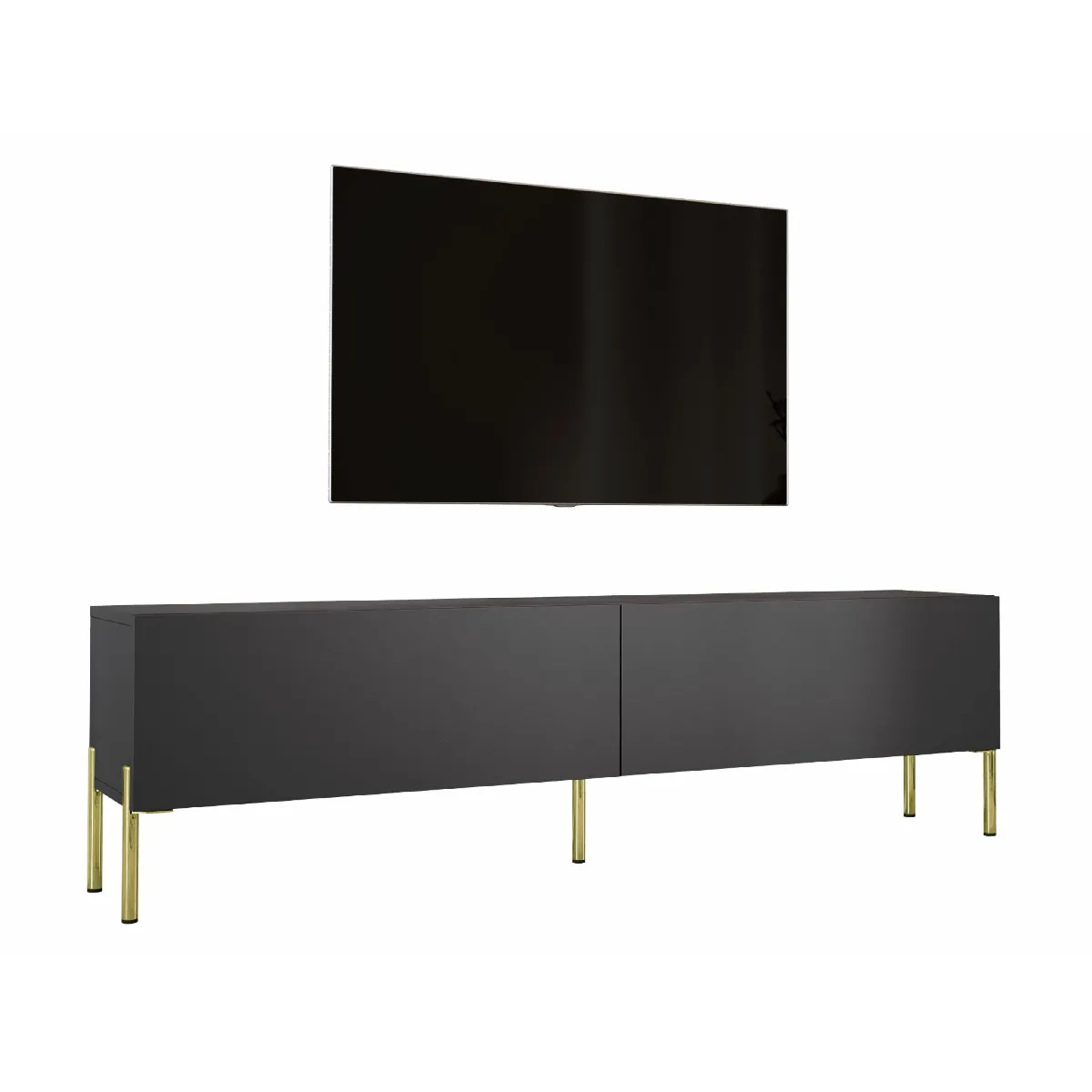 Meuble TV: Grey, Pieds Or, 170 X 52 X 32 Cm