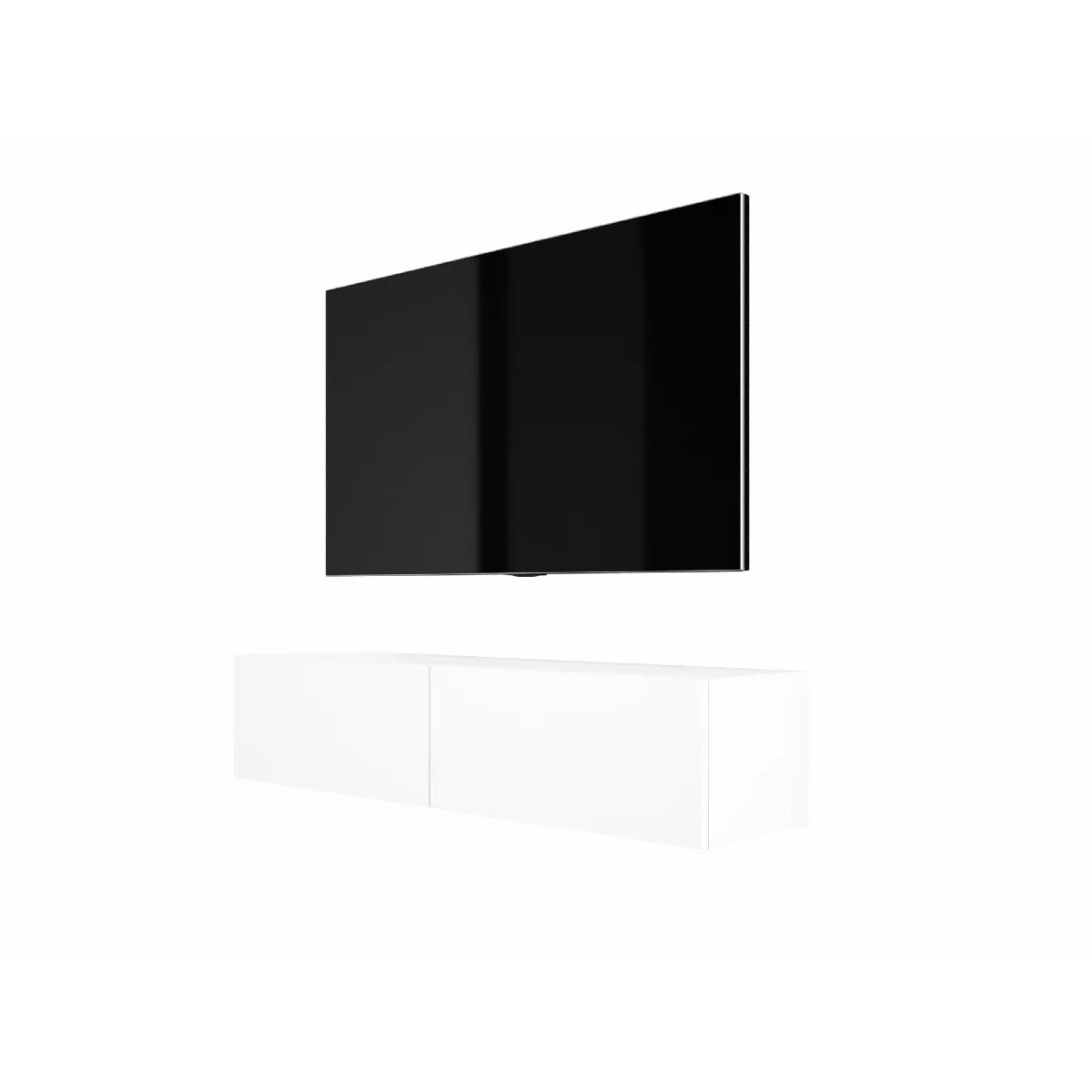 Meuble TV Suspendu, 140 X 34 X 32 Cm, Blanc