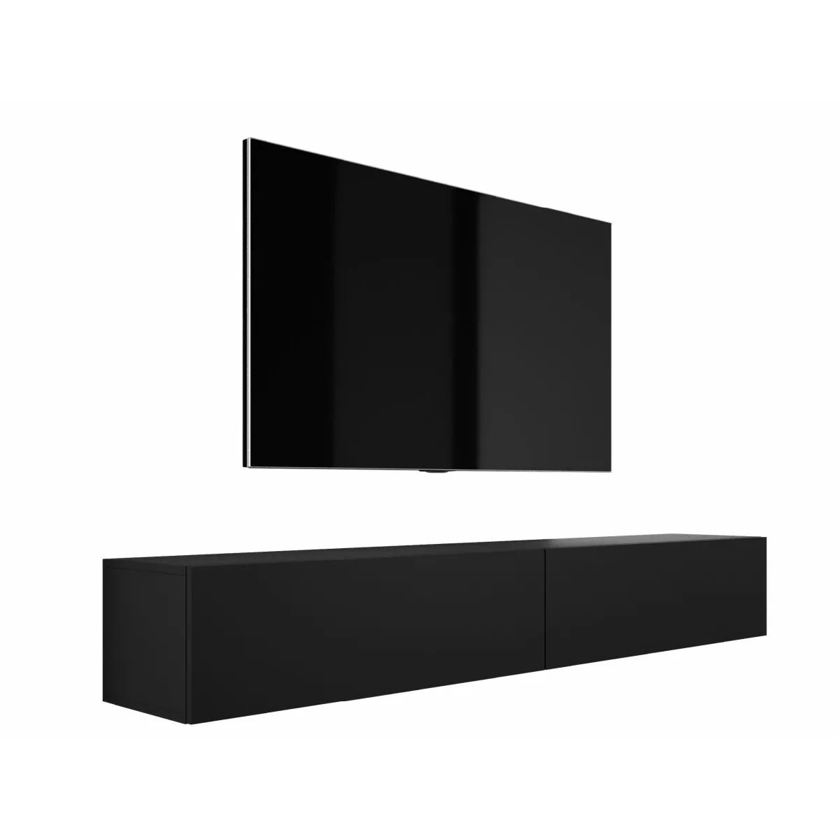 Meuble TV Suspendu, (2 X 100) X 34 X 32 Cm, Noir Mat