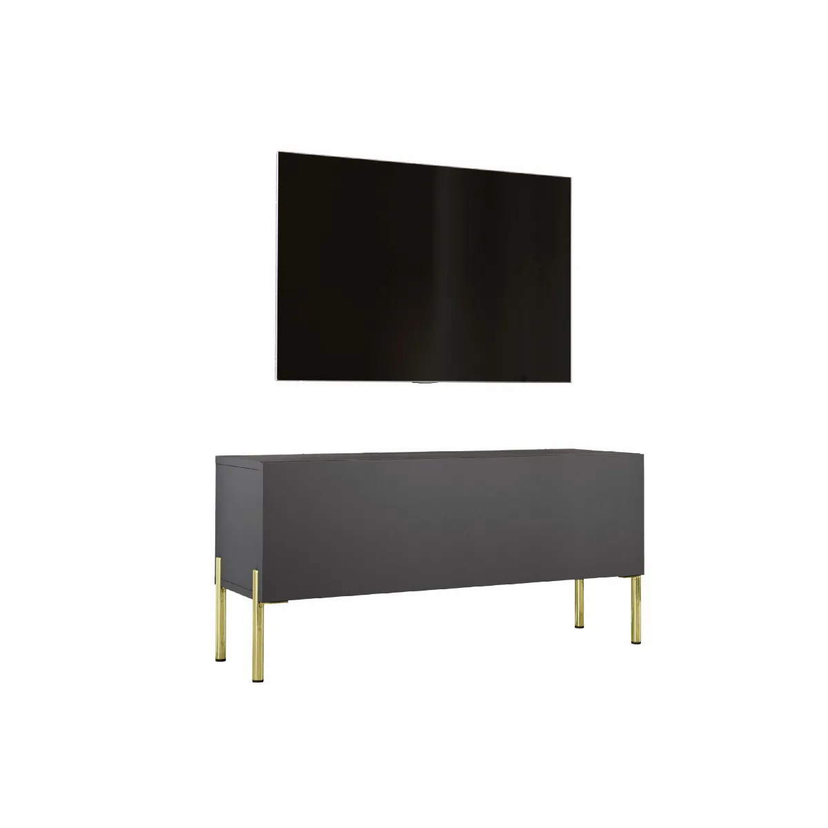 Meuble TV: Grey, Pieds Or, 100 x 52 x 32 cm
