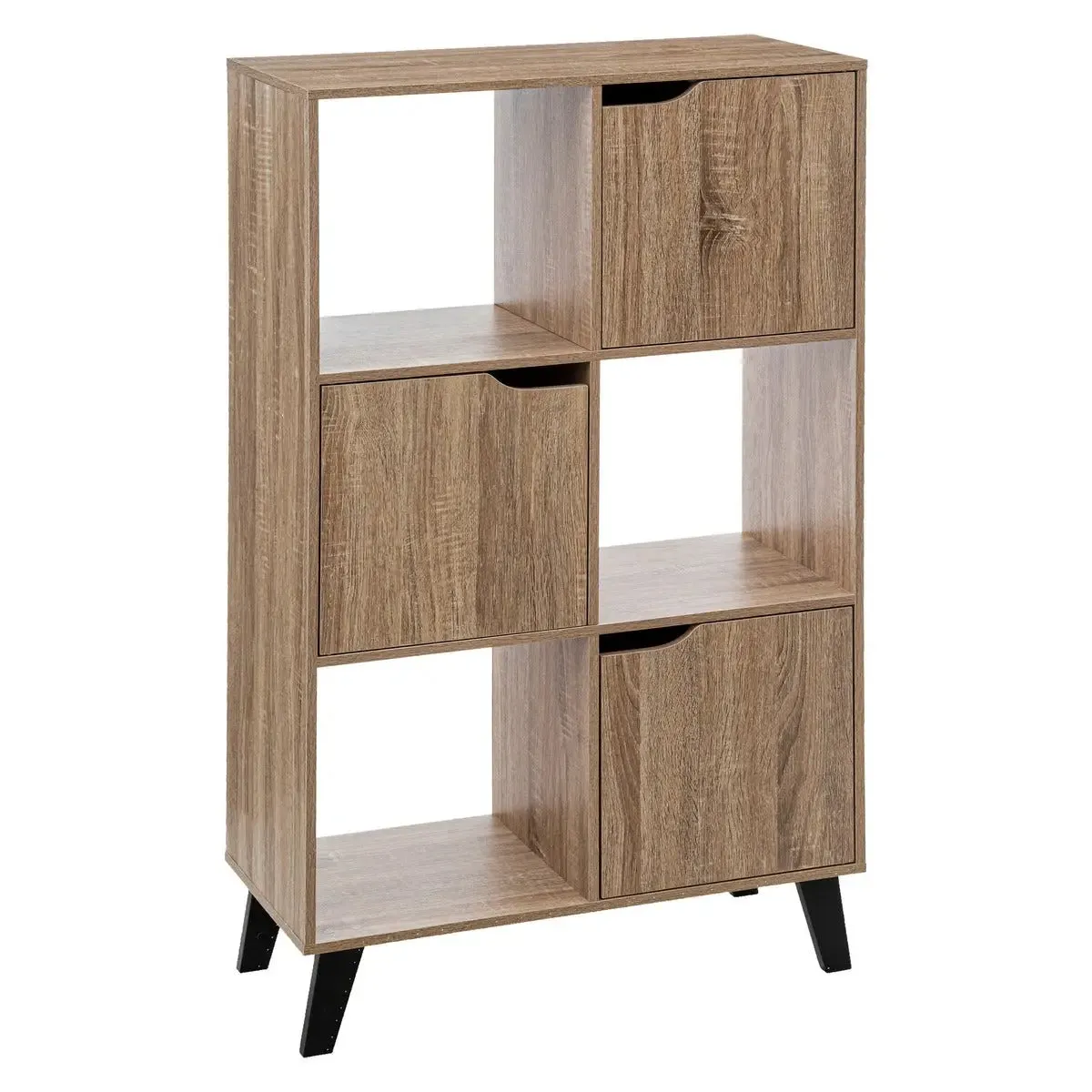 Étagère 6 Cases Porte "ceda" Effet Bois Naturel - 5five