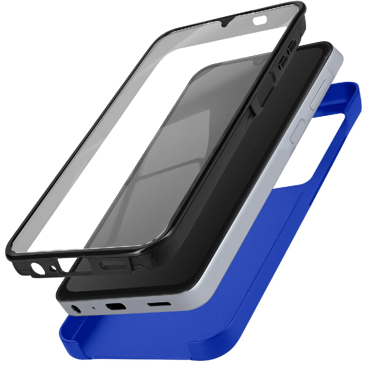 Coque Intégrale Pour Samsung A25 Rigide Et Avant Souple Tactile Bleu