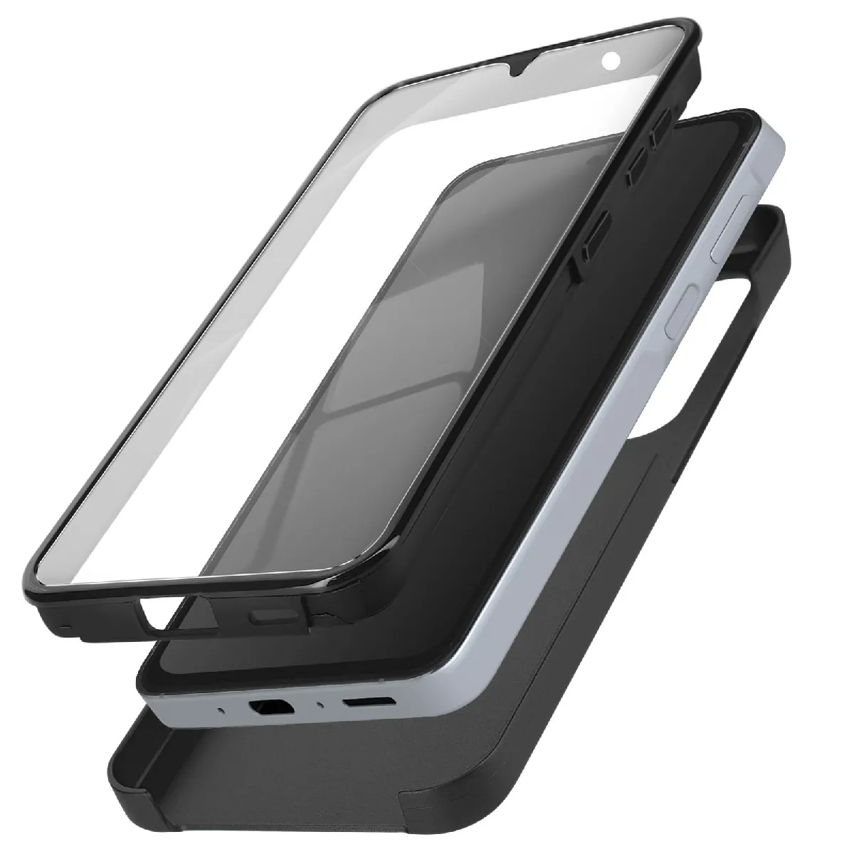 Coque Intégrale Pour Samsung A55 Rigide Et Avant Souple Tactile Noir
