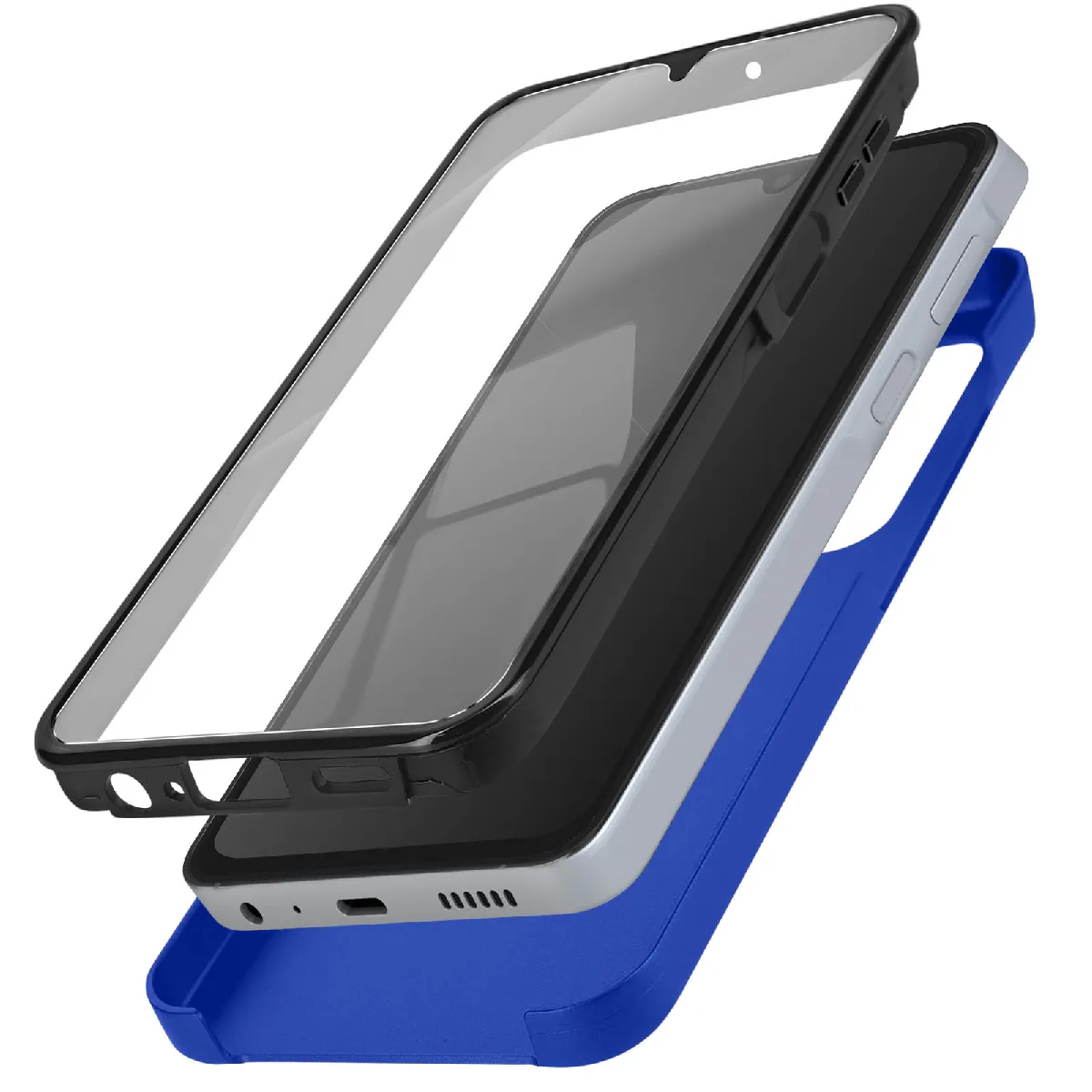 Coque Intégrale Pour Samsung A05s Rigide Et Avant Souple Tactile Bleu