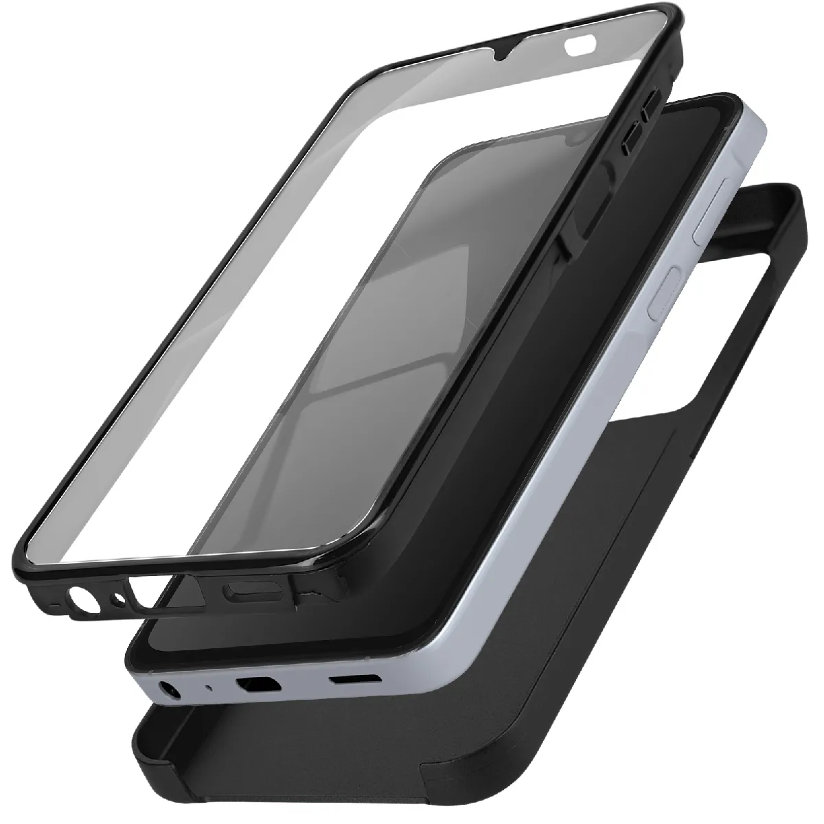 Coque Intégrale Pour Samsung A25 Rigide Et Avant Souple Tactile Noir