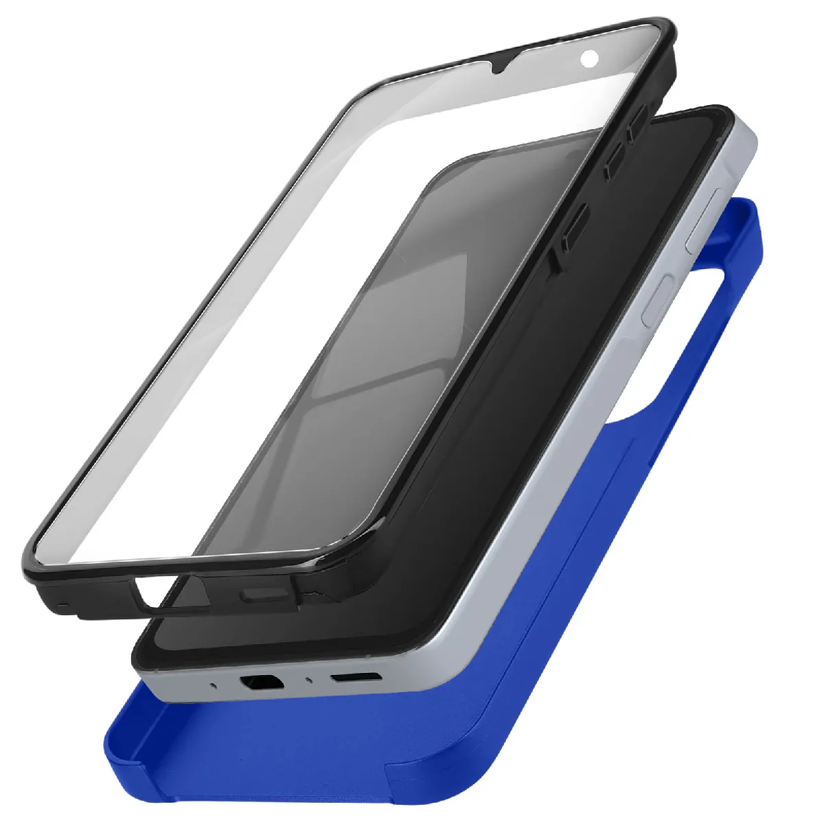Coque Intégrale Pour Samsung A55 Rigide Et Avant Souple Tactile Bleu