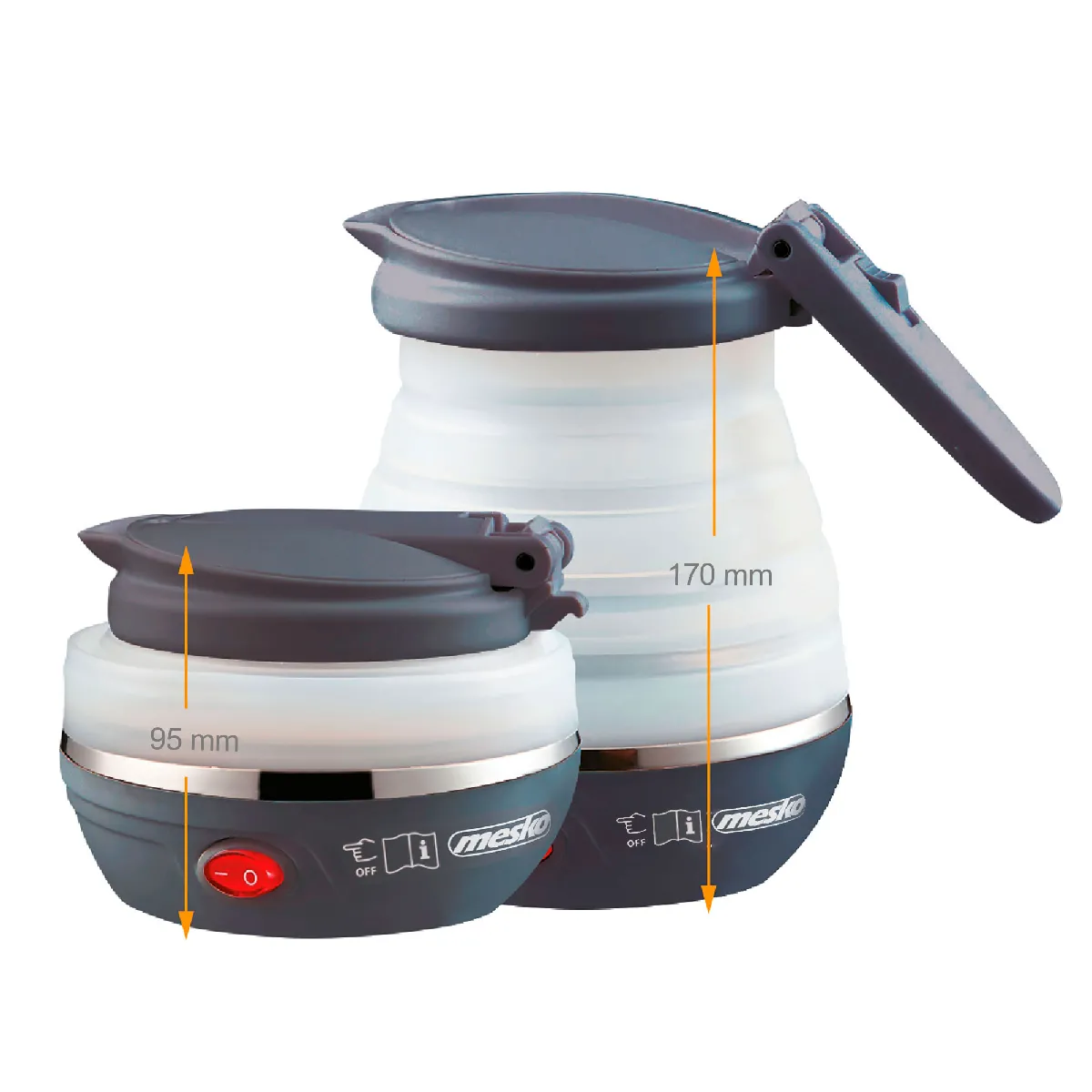 Bouilloire Électrique Pliable, 0,6 Litre, Silicone, Sans Bpa Mesko Ms1375 Blanc 750w