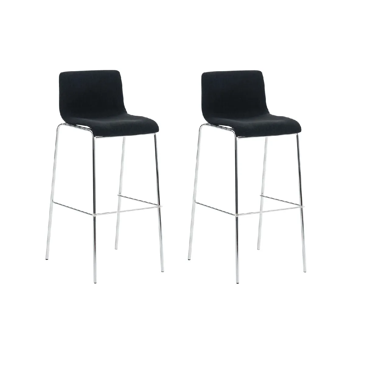 Lot De 2 Tabourets De Bar Avec Repose-pieds Dossier Incurvé En Tissu Noir Et 10_0004196