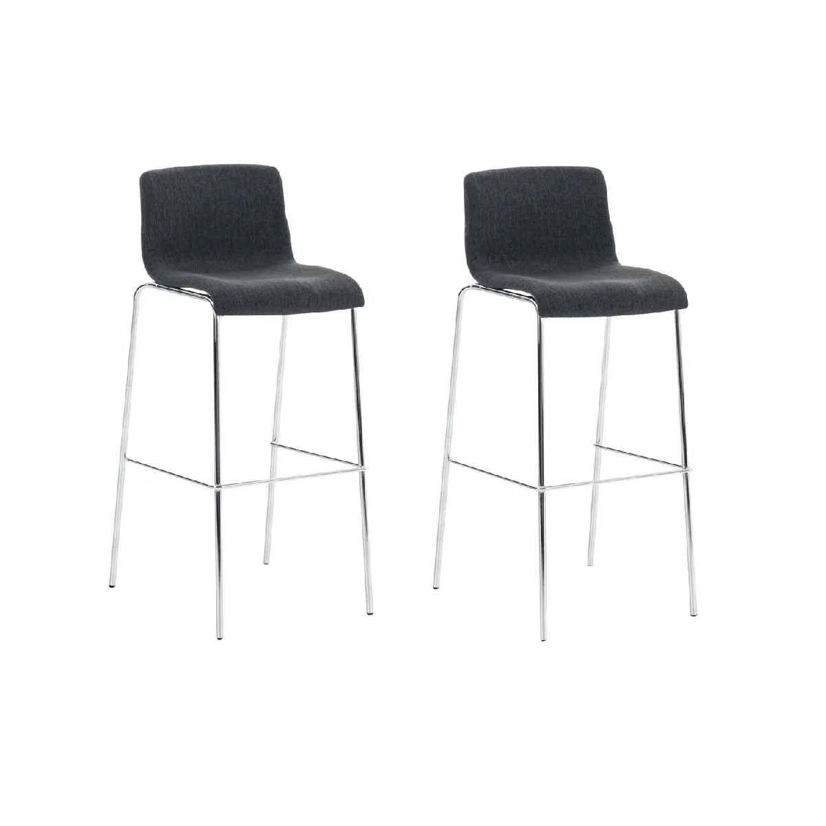 Lot De 2 Tabourets De Bar Avec Repose-pieds Dossier Incurvé En Tissu Gris Foncé 10_0004194