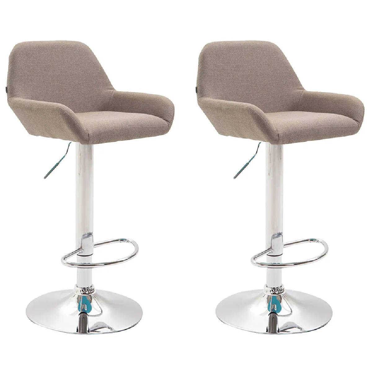 Lot De 2 Tabourets De Bar Repose-pieds En Forme D'arc En Métal Chromé Assise 10_0004042