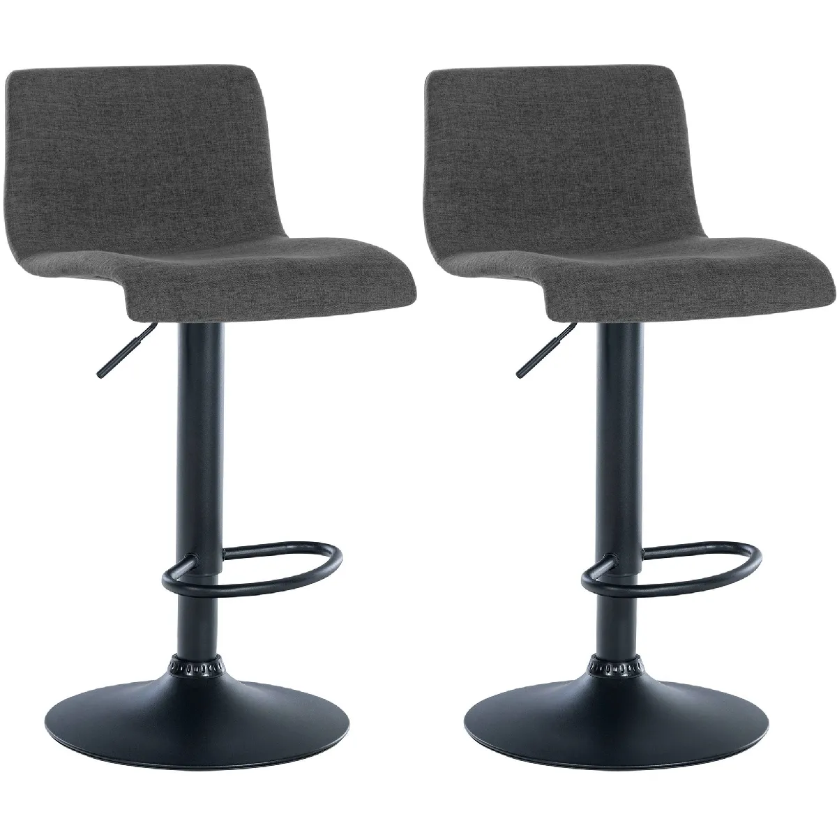 Lot De 2 Tabourets De Bar Design Simple Avec Repose-pieds En Tissu Gris Foncé 10_0004052