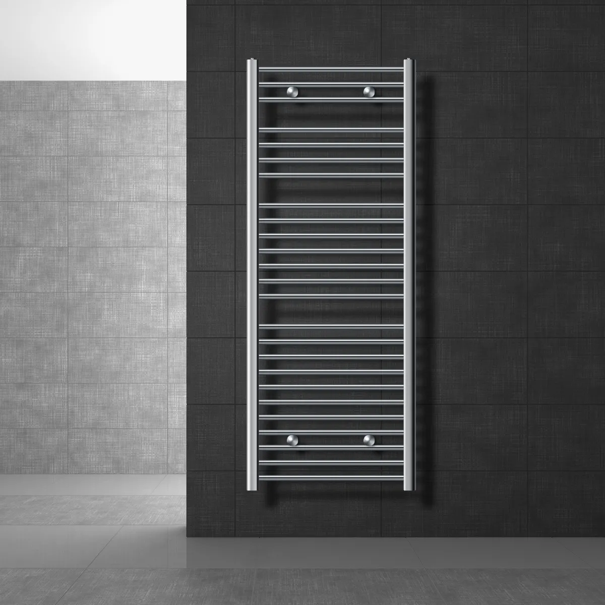 Radiateur de Salle de Bain Design Sahara, 600 x 1500 mm, Chrome, Forme Droite