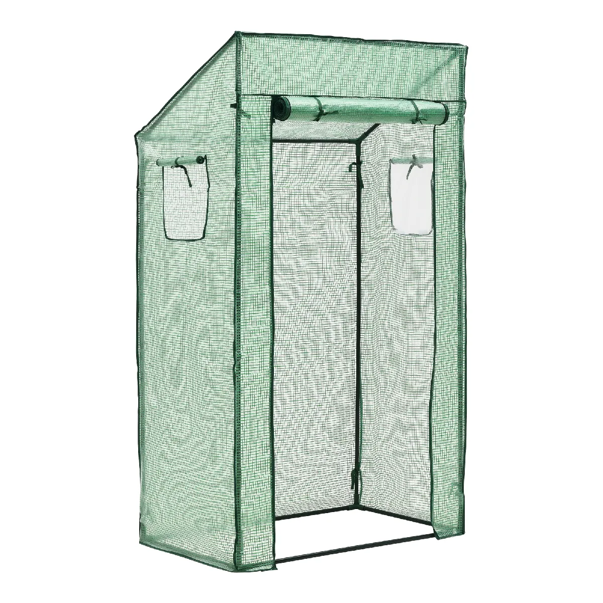 Serre De Tomates Marzano Acier PE À Porte Et 2 Fenêtres Zippées 100X60X174Cm Vert