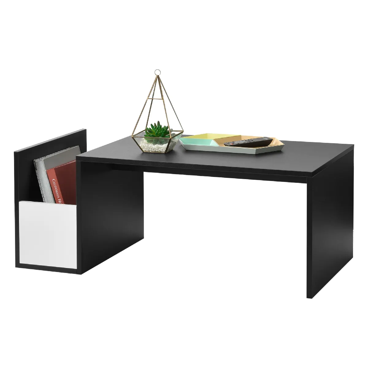 Table Basse pour Salon Bollnäs 90 x 45 x 35 cm Noir Blanc en.casa