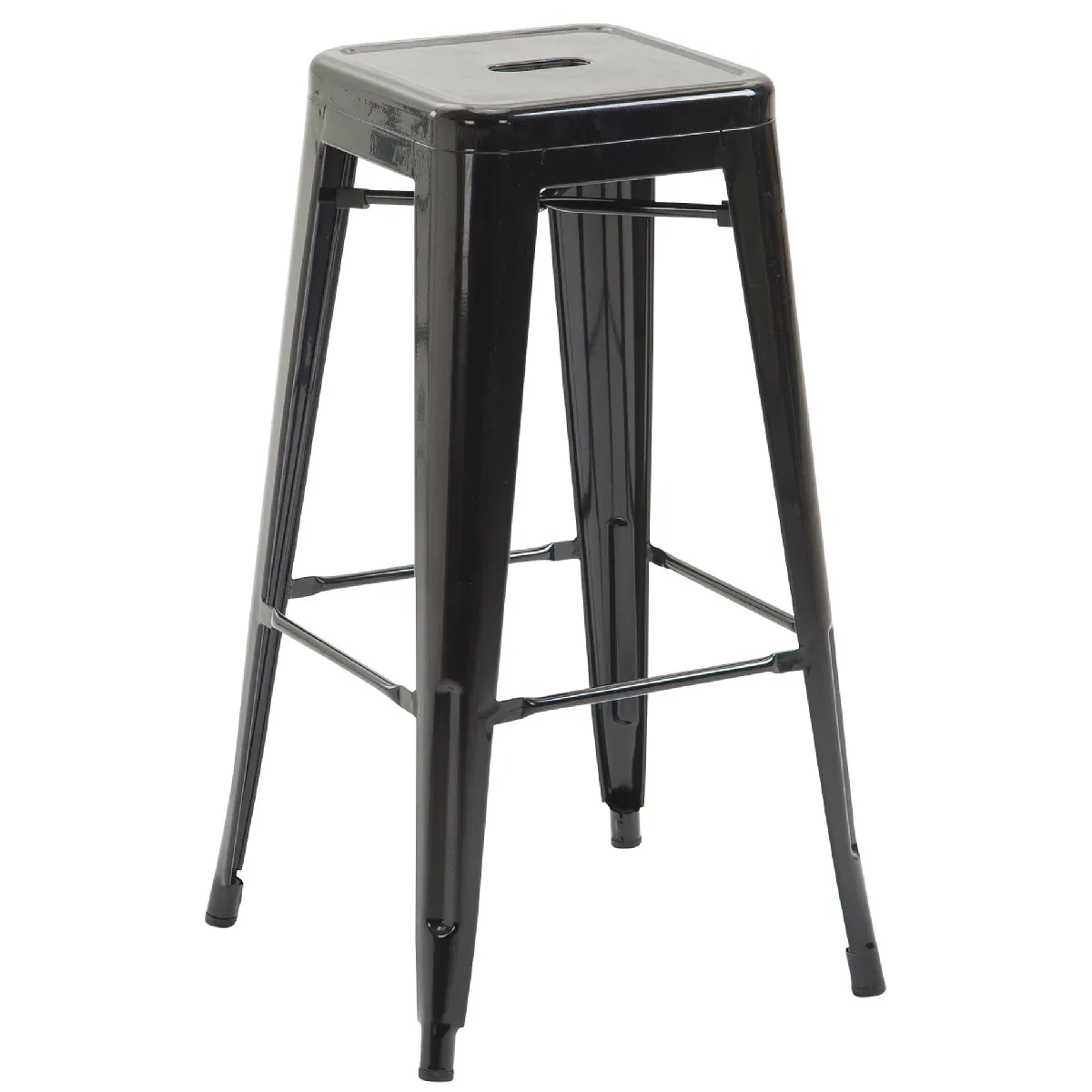 Tabouret De Bar Chaise Haute De Comptoir Style Industriel En Métal Noir 10_0000144