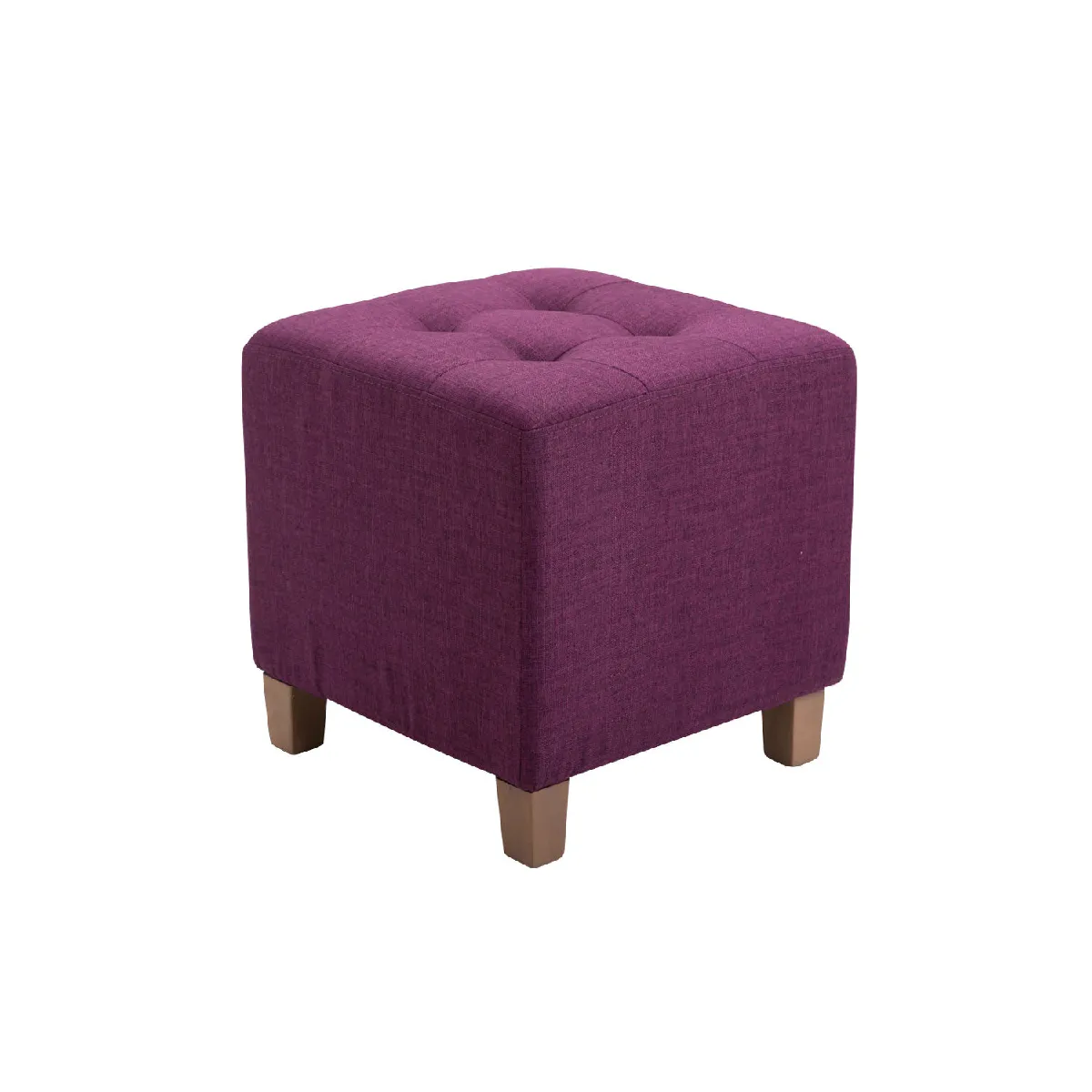 Tabouret Bas Repose-pieds Pouf Capitonné En Tissu Lila Pieds En Bois 45x46 Cm 10_0000160