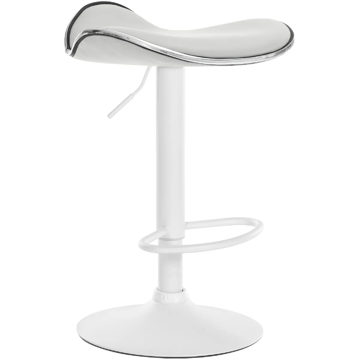 Tabouret De Bar Shanghai Simili Cuir Blanc Blanc
