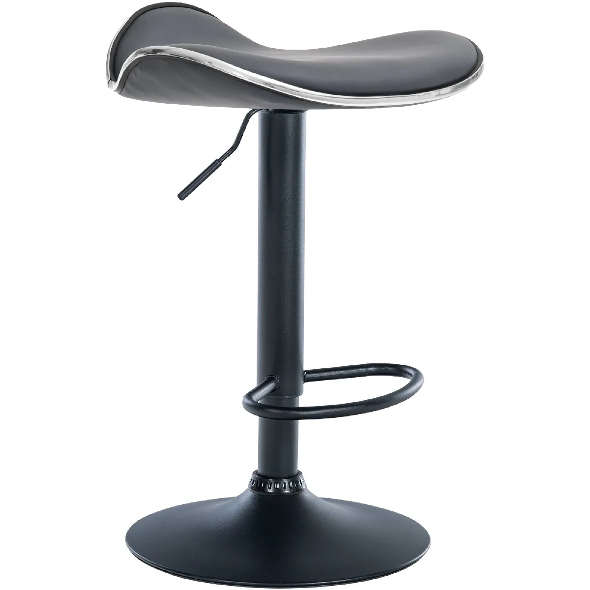 Tabouret De Bar Shanghai Simili Cuir Noir Gris