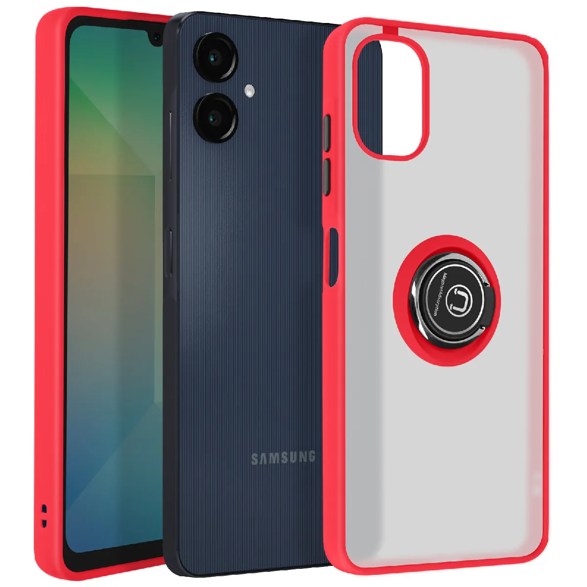 Coque Pour Samsung Galaxy A06 Bague Métallique Support Vidéo Rouge