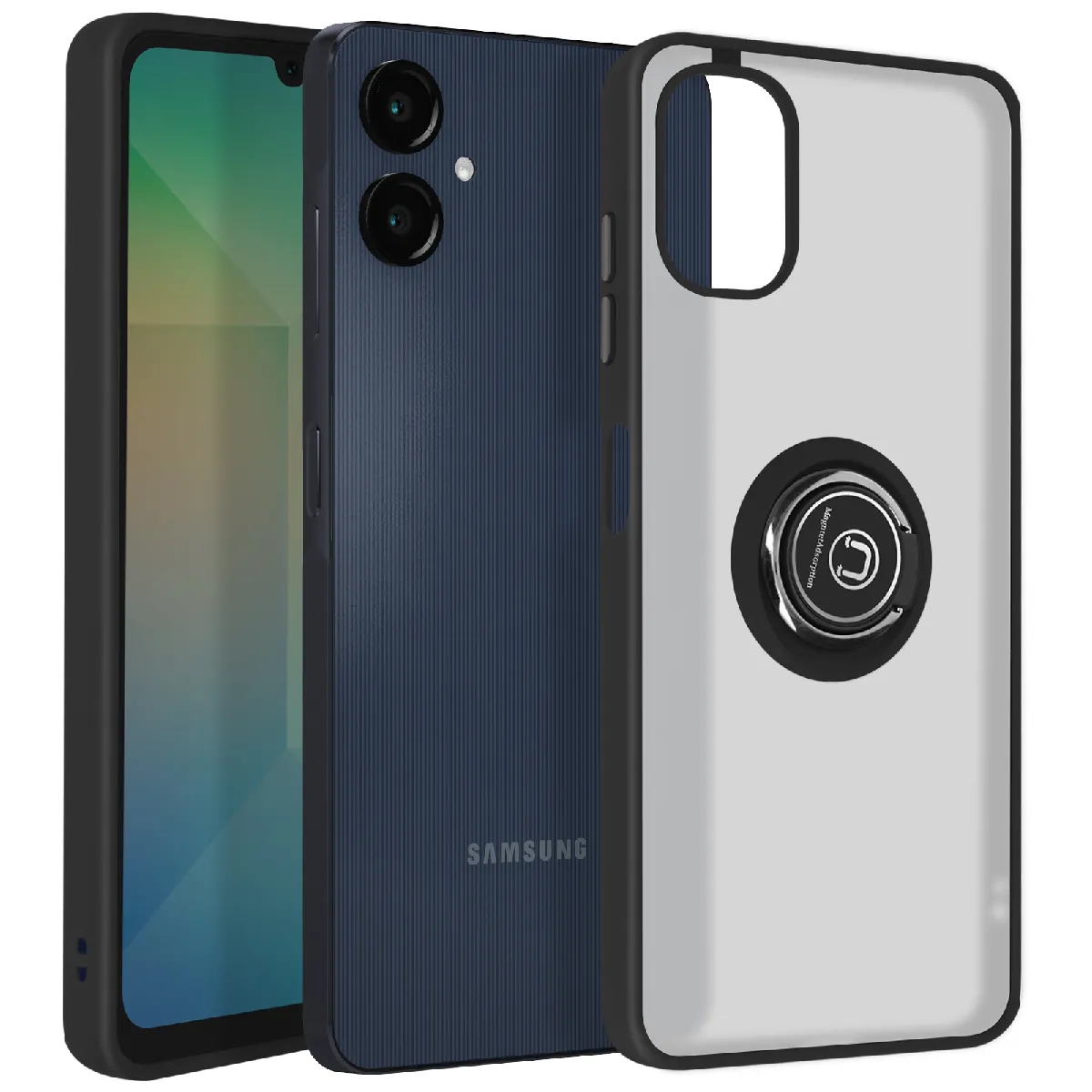 Coque Pour Samsung Galaxy A06 Bague Métallique Support Vidéo Noir