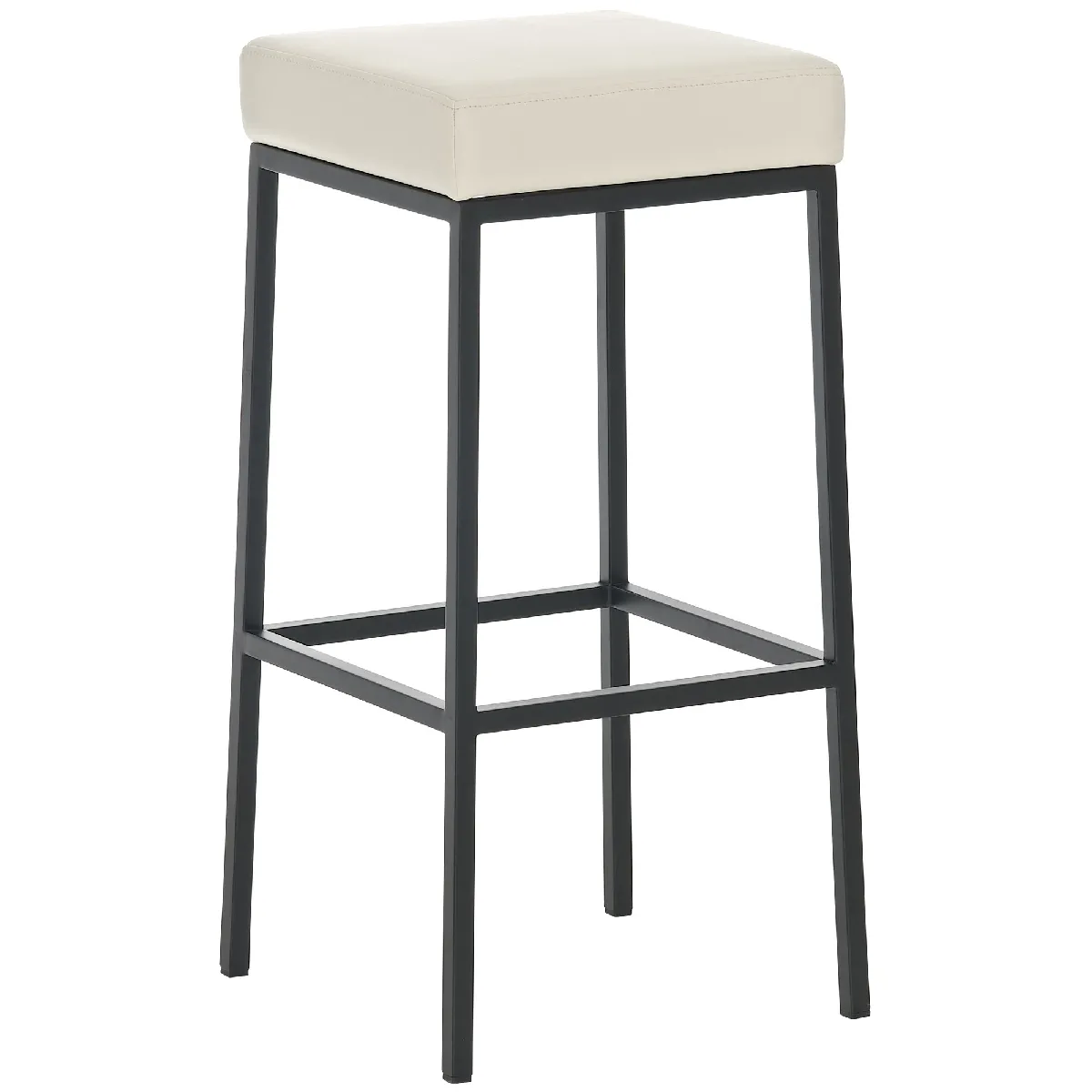 Tabouret De Bar X1 Avec Repose-pieds Design Simple Hauteur 85 Cm En Pvc Crème 10_0005245