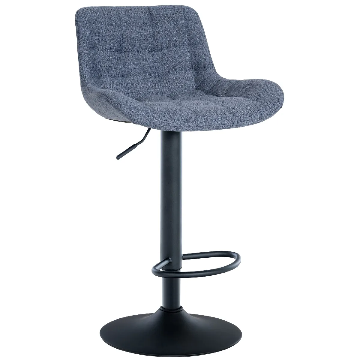 Tabouret De Bar X1 Structure Métallique Noir Assise En Tissu Bleu Avec Surpiqûres 10_0005449