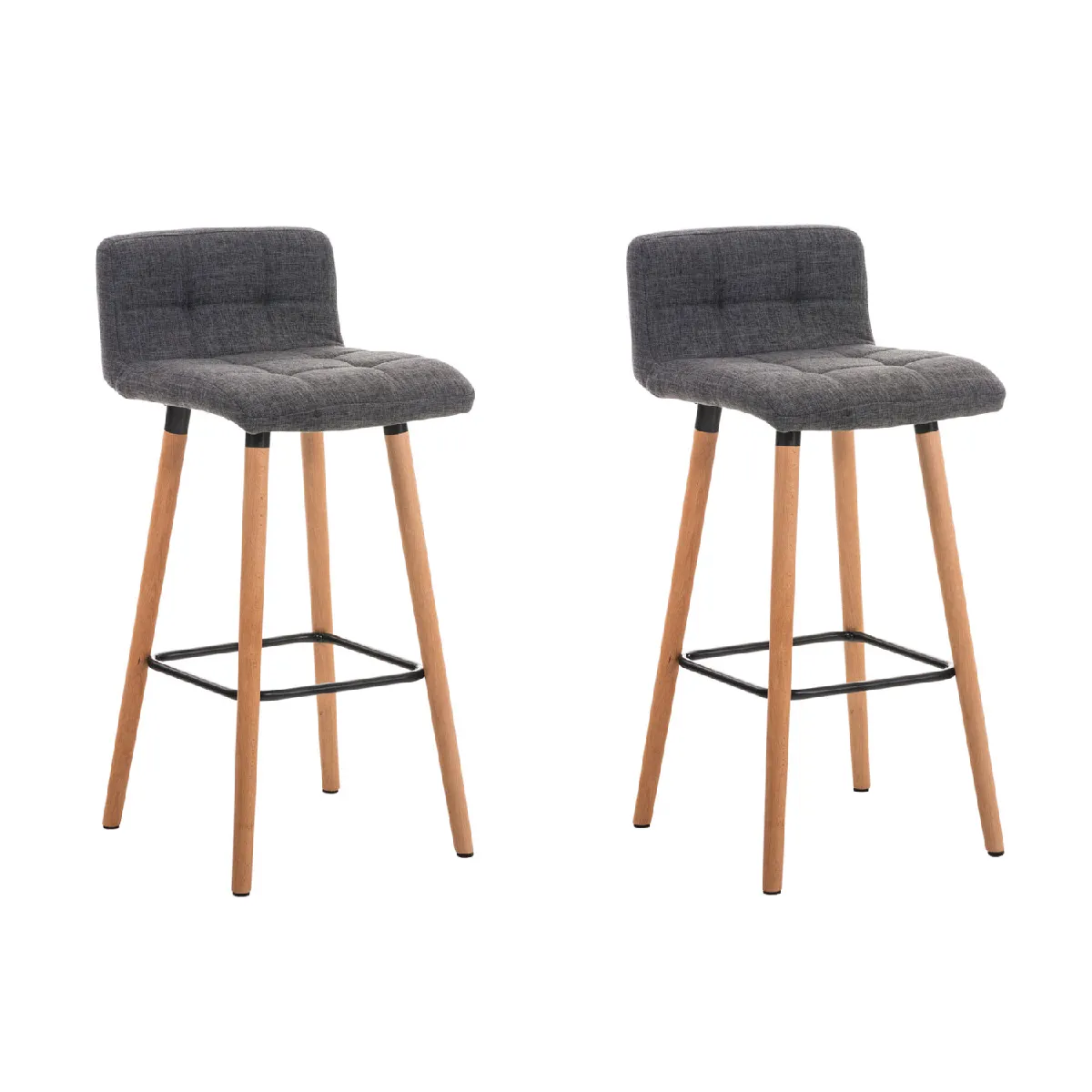 Lot De Deux Tabourets De Bar Avec Repose-pieds En Tissu Gris Clair Design Scandinave 10_0004322