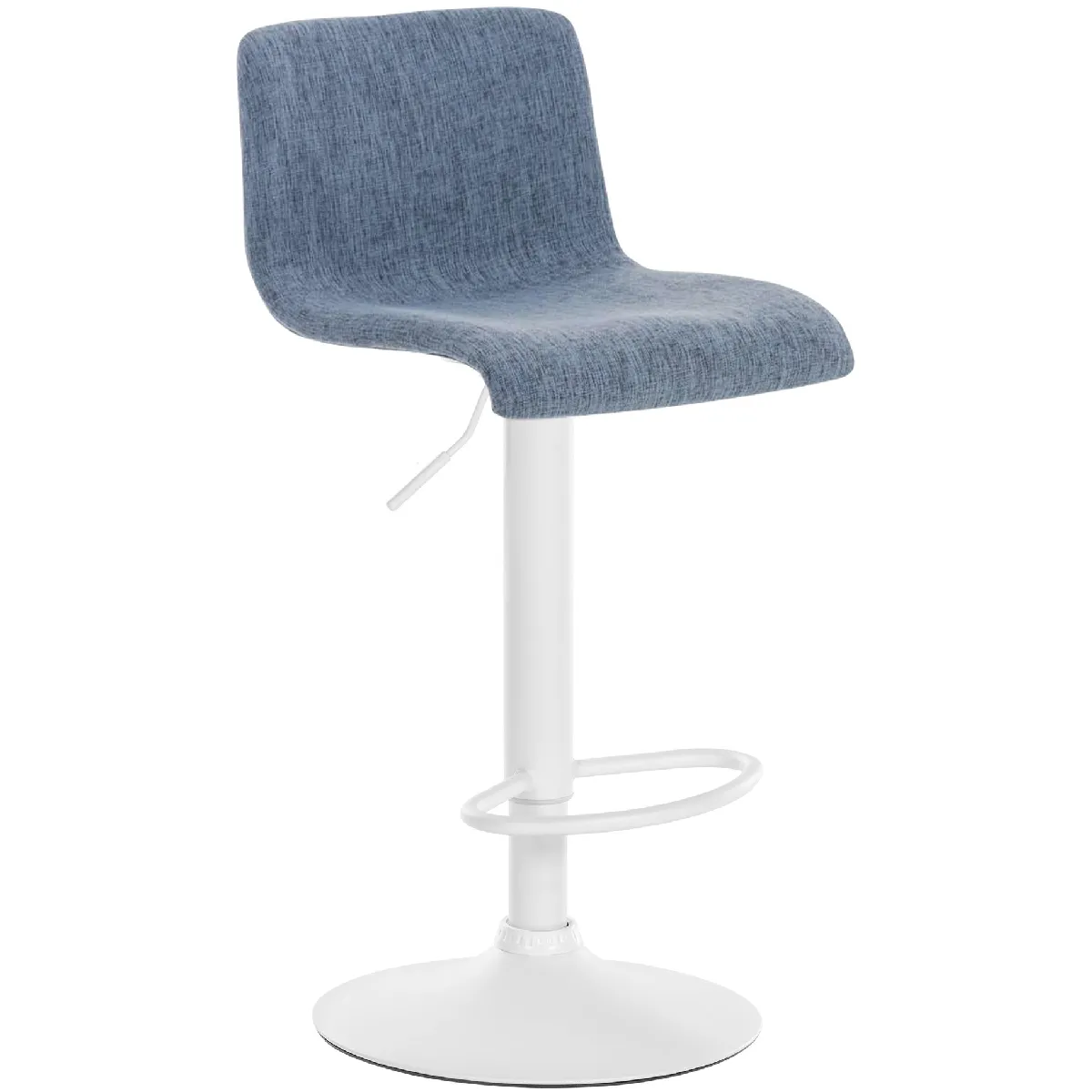 Tabouret De Bar X1 Avec Repose-pieds Pivotant Dossier Incurvé En Tissu Bleu Et Métal 10_0004976