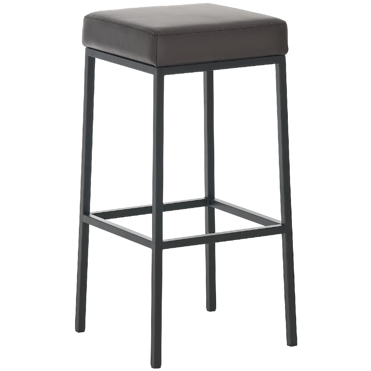 Tabouret De Bar X1 Avec Repose-pieds Design Simple Hauteur 85 Cm En Pvc Marron 10_0005244