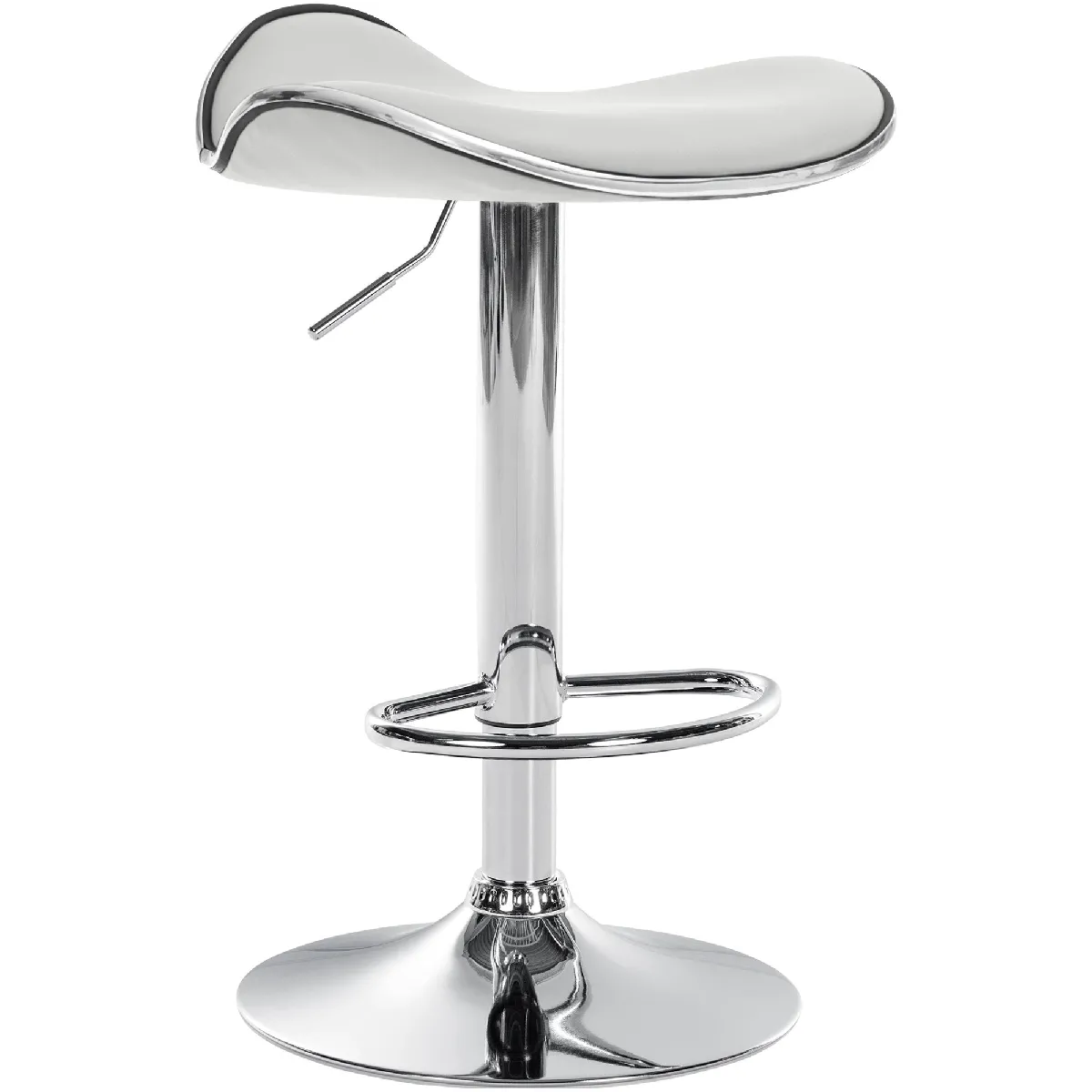 Tabouret De Bar X1 Assise Ergonomique En Pvc Blanc Pied En Trompette En Métal 10_0005377