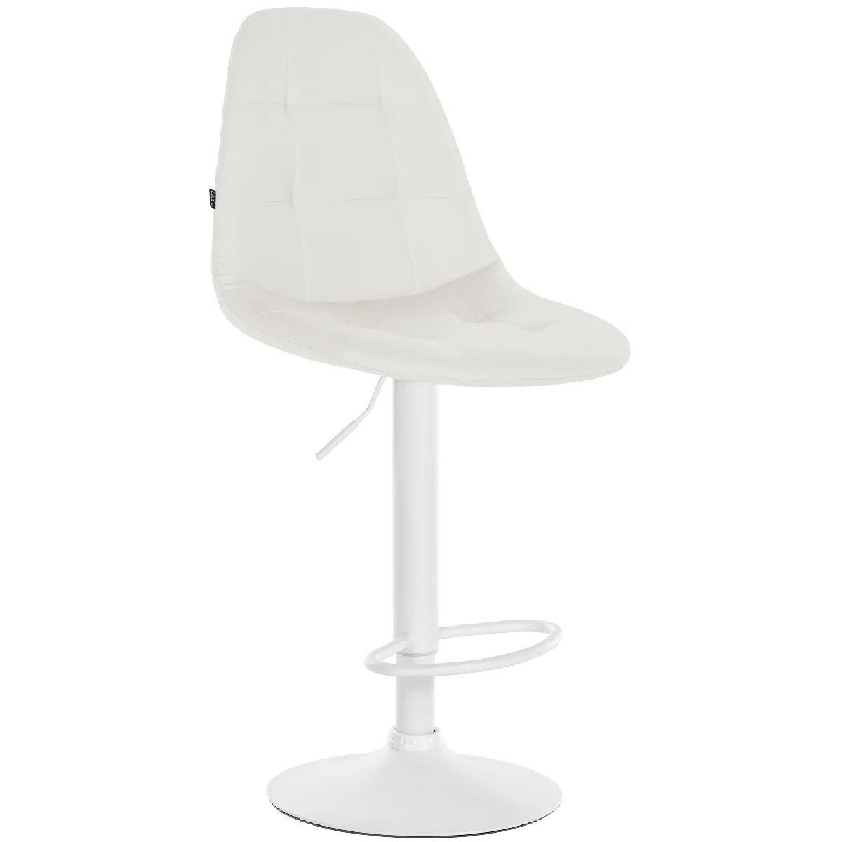 Tabouret De Bar X1 Avec Repose-pieds Hauteur Réglable Pivotant Assise En Pvc Blanc Cadre 10_0004835