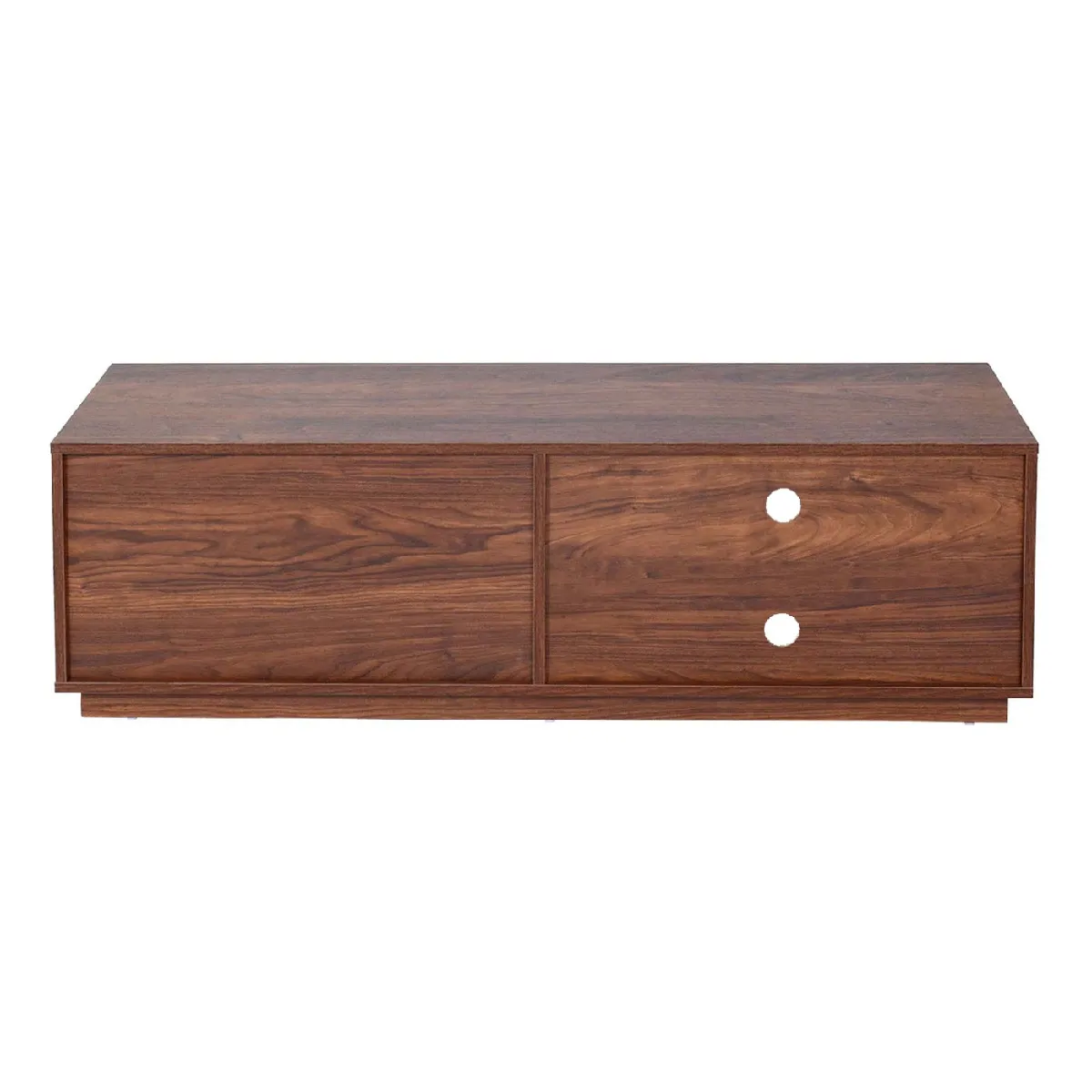 Meuble Tv 2 Tiroirs Et 2 Compartiments De Rangement 42x140x40 Cm Aspect Noyer 04_0007851