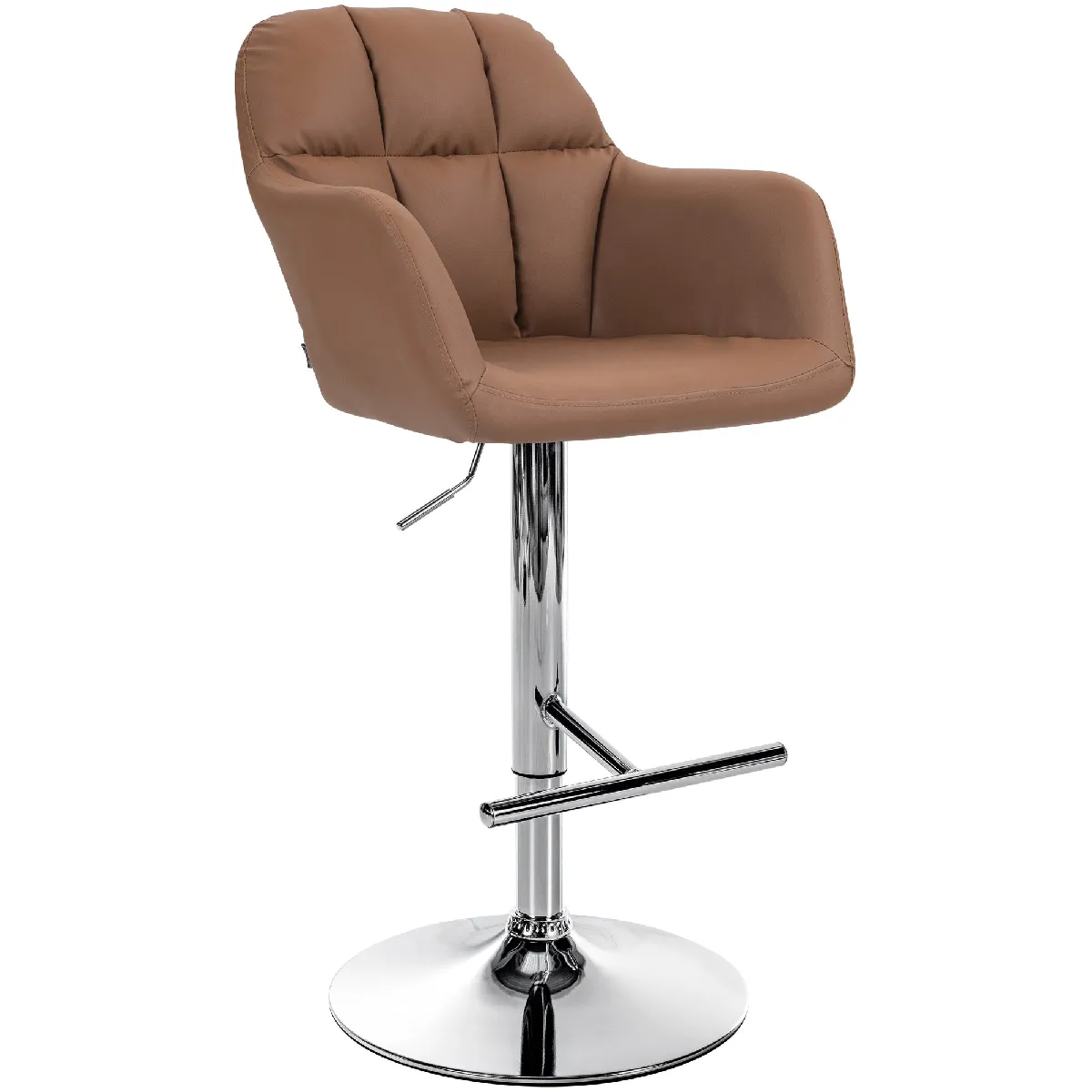 Tabouret De Bar Chaise Haute X1 Fonction Rotation 360° En Pvc Marron Clair Avec 10_0005258