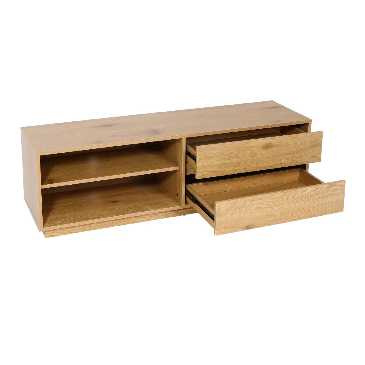 Meuble Tv Avec 2 Tiroirs Et 2 Compartiments De Rangement 42x140x40 Cm Mdf Aspect 04_0007850