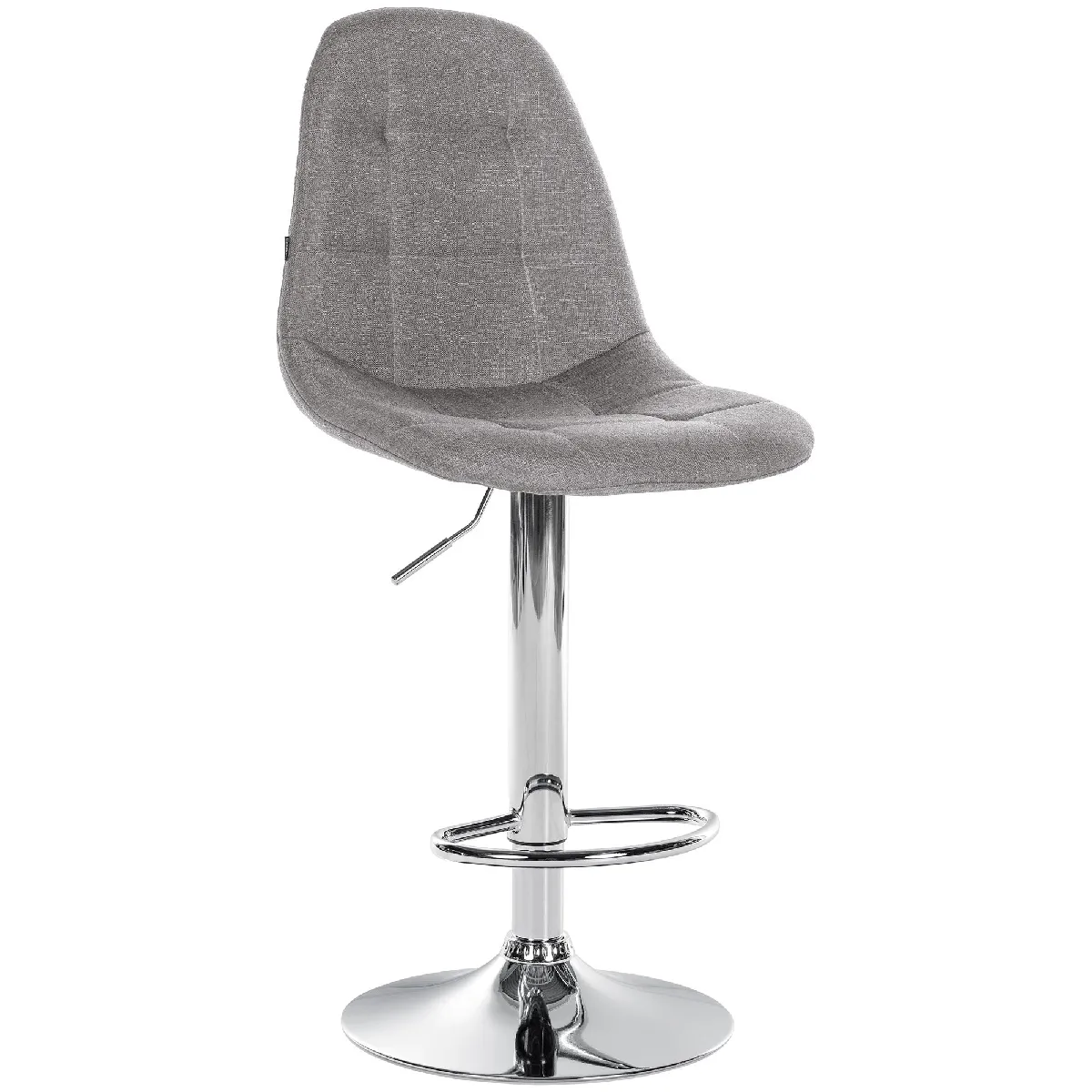 Tabouret De Bar X1 Avec Repose-pieds Hauteur Réglable Pivotant Assise En Tissu Gris Cadre 10_0004846