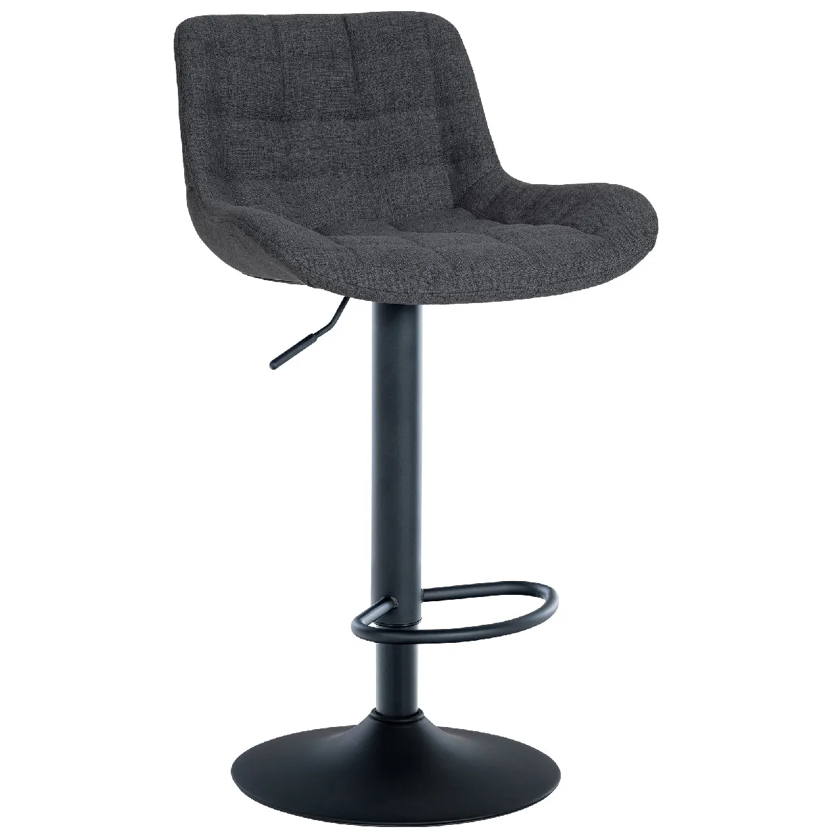 Tabouret De Bar X1 Structure Métallique Noir Assise En Tissu Noir Avec Surpiqûres 10_0005450