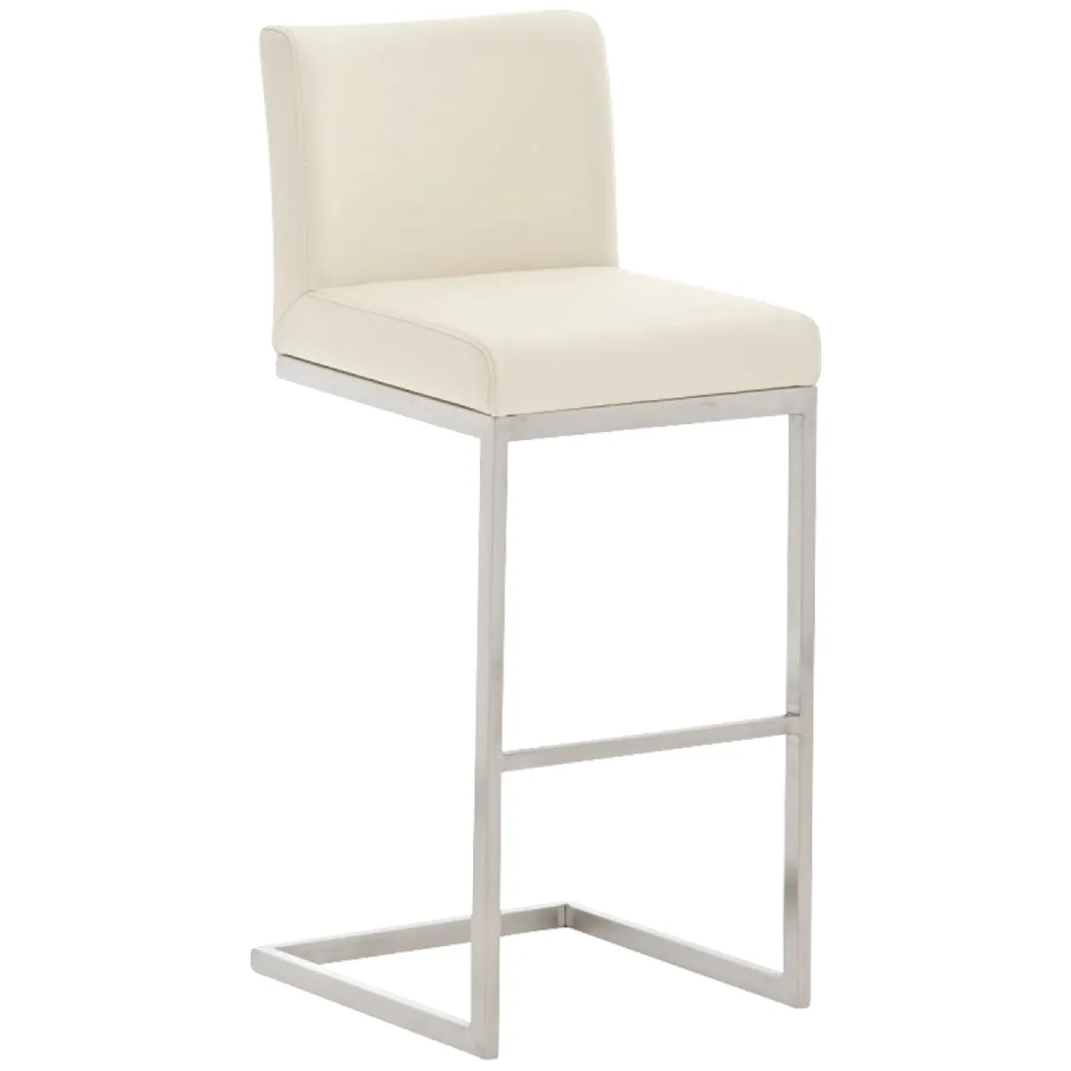 Tabouret De Bar X1 Design Moderne Support En Acier Inoxydable Assise En Pvc Crème 10_0005319