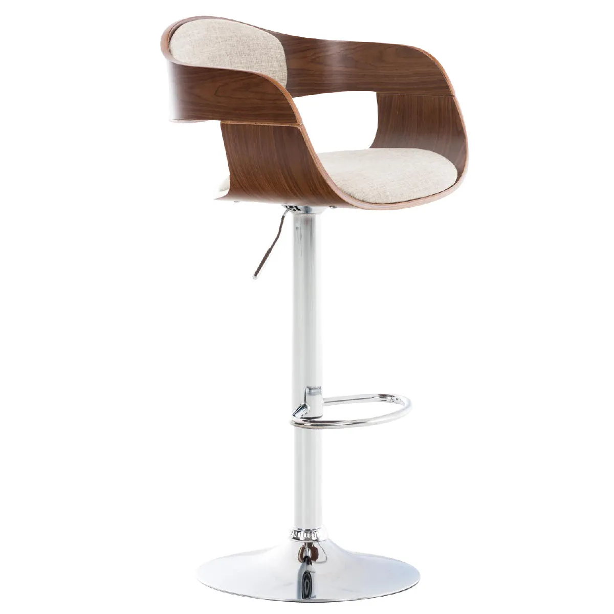 Tabouret De Bar X1 Design Scandinave En Tissu Crème Et Structure En Bois Couleur 10_0005046